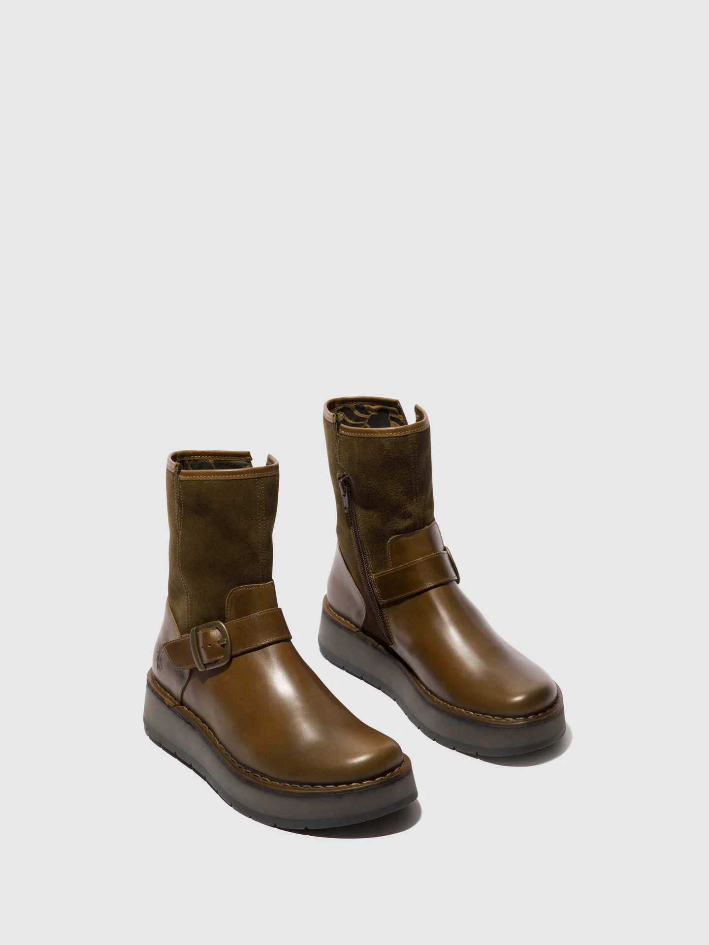 Buckle Ankle Boots RUTH101FLY OLIVE/SLUDGE - Image 2