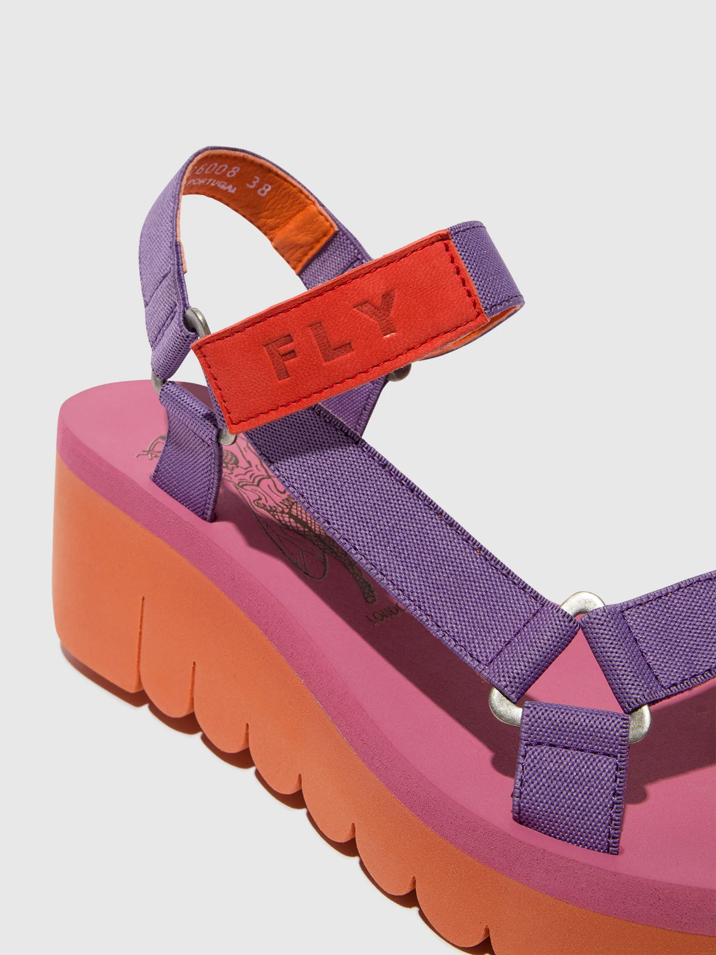 Velcro Sandals YEFA726FLY ORANGE/VIOLET (ROSE) - Image 4