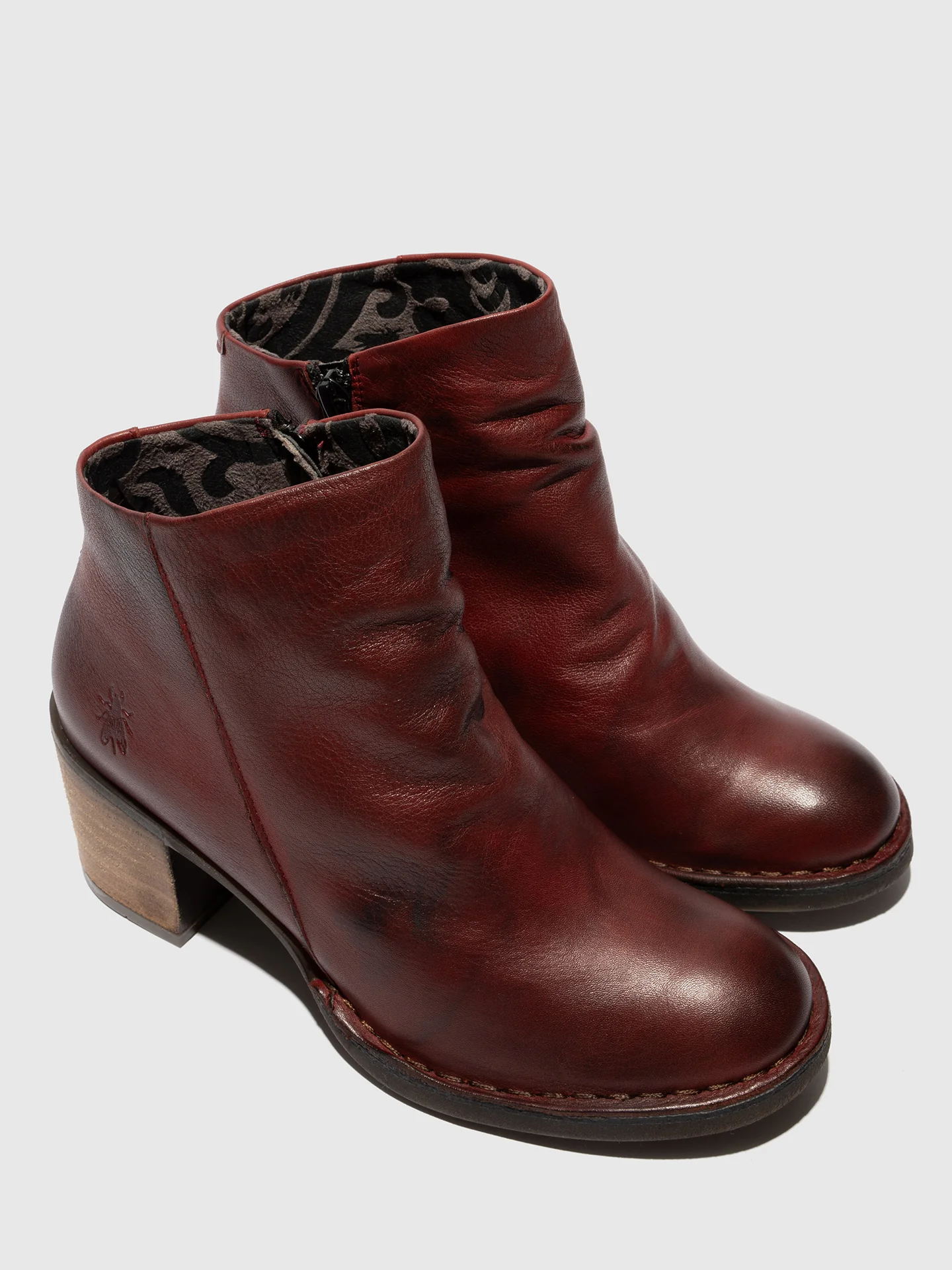 Zip Up Ankle Boots BELL061FLY OXBLOOD - Image 4