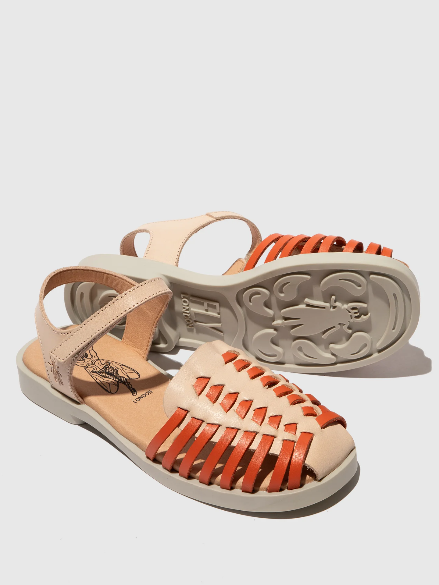 Ankle Strap Sandals AVAN406FLY NATURAL/SCARLET - Image 4