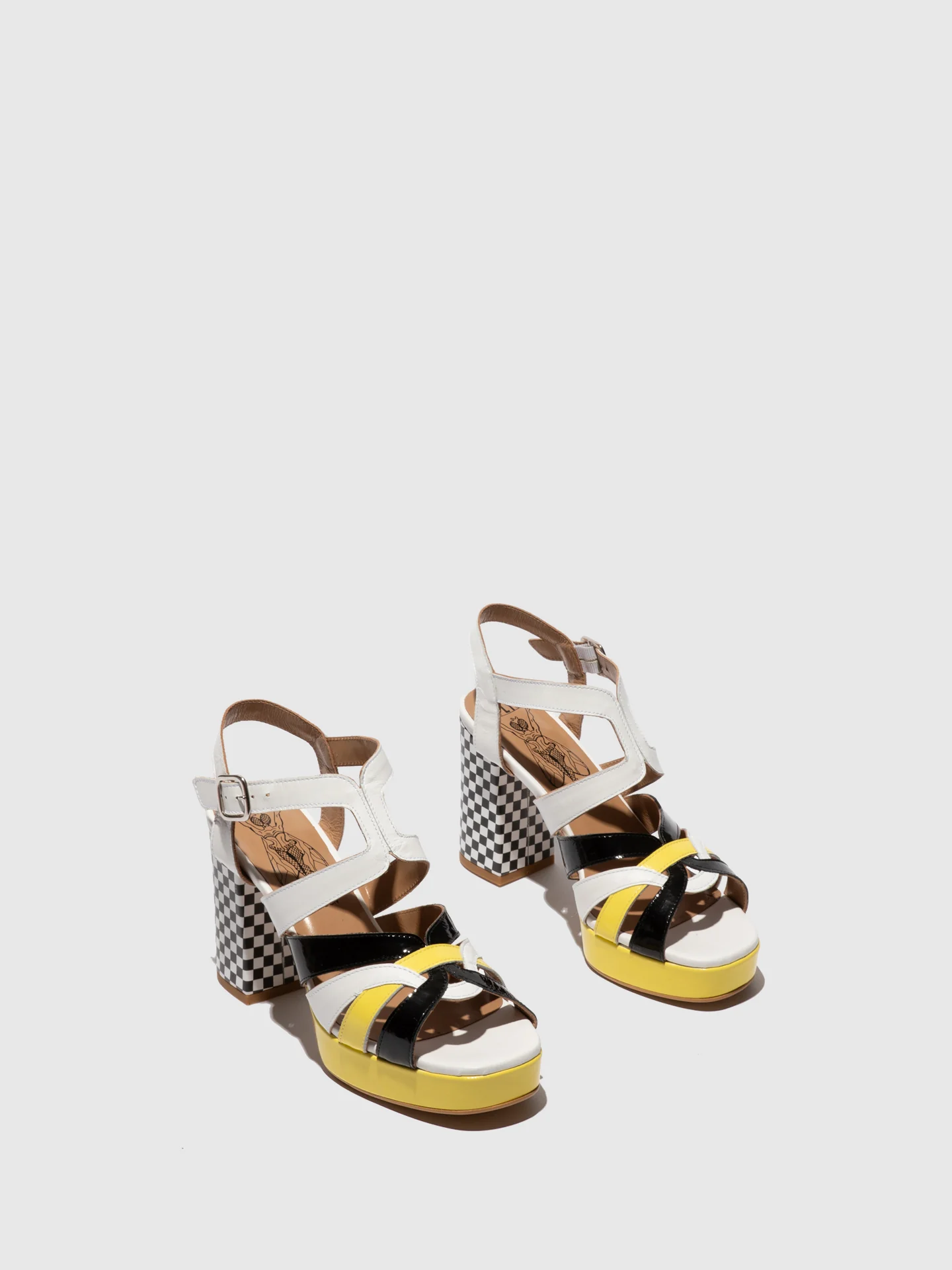 Buckle Sandals ETIR455FLY WHITE/BLACK/LEMON - Image 2