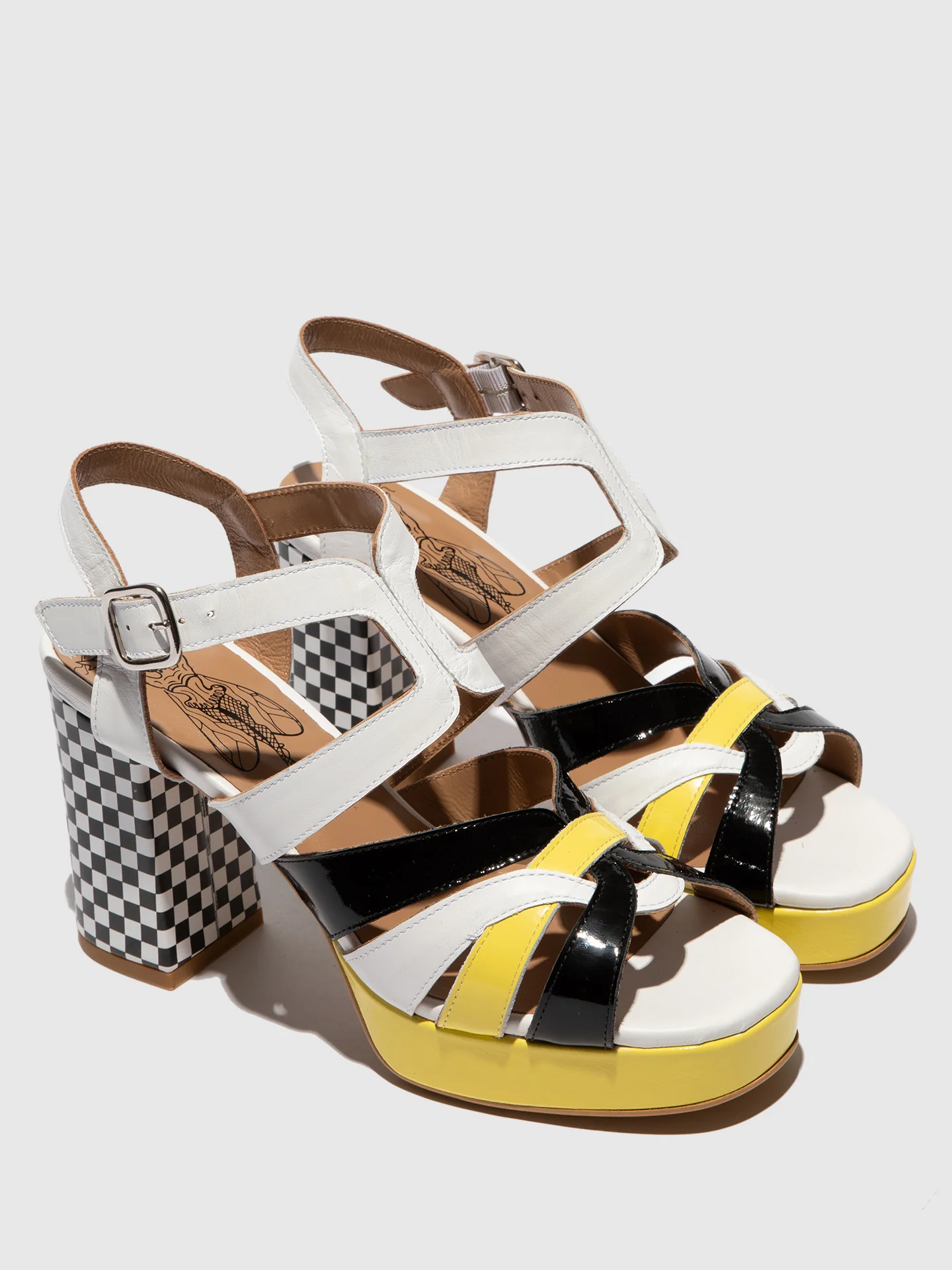 Buckle Sandals ETIR455FLY WHITE/BLACK/LEMON - Image 4