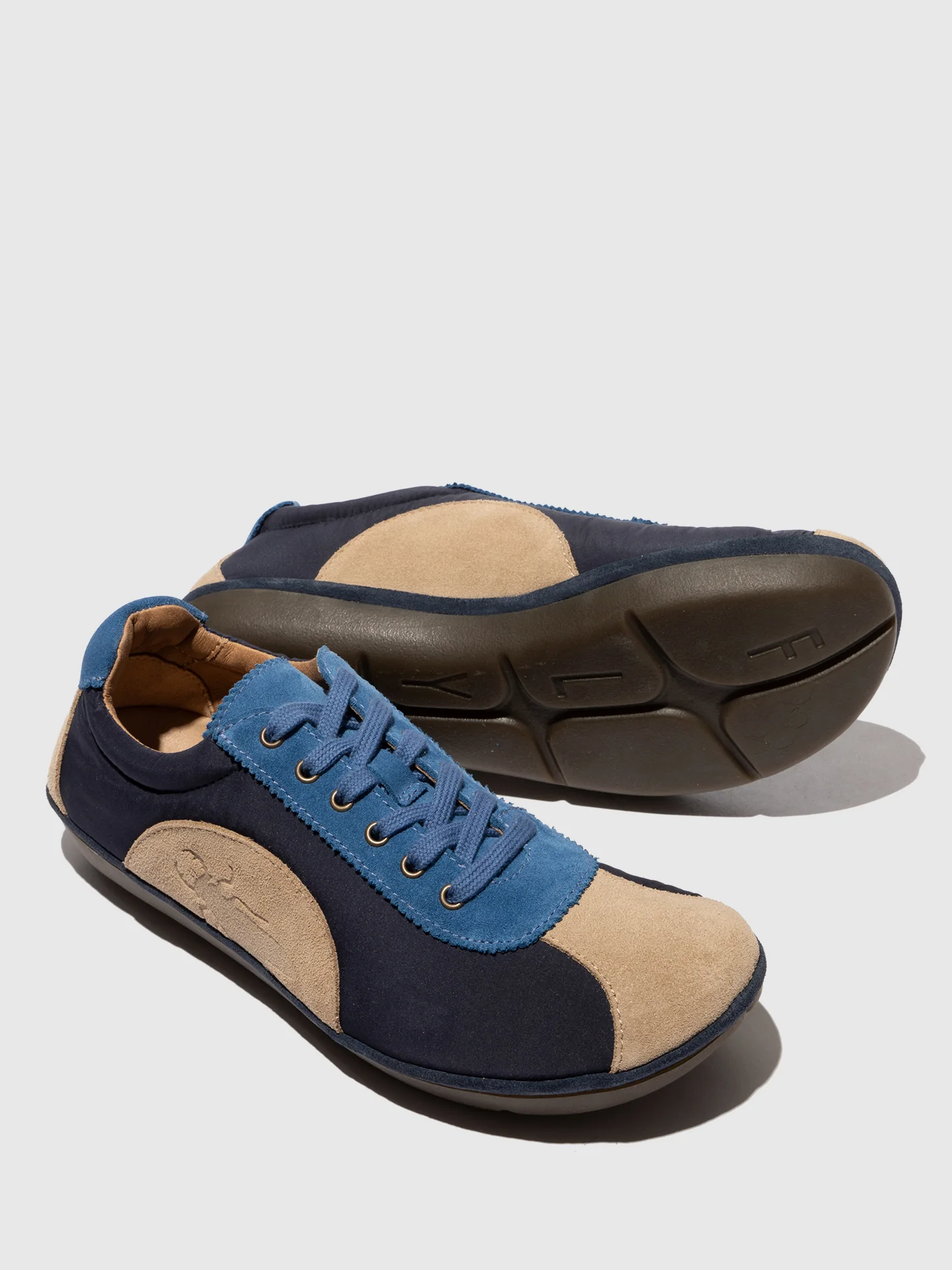 Lace-up Trainers MEEG105FLY TAUPE/BLUE - Image 4