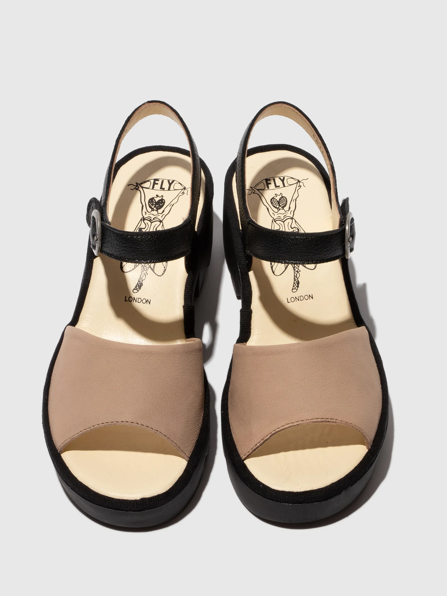 Sling-Back Sandals TULL503FLY TAUPE/BLACK - Image 4