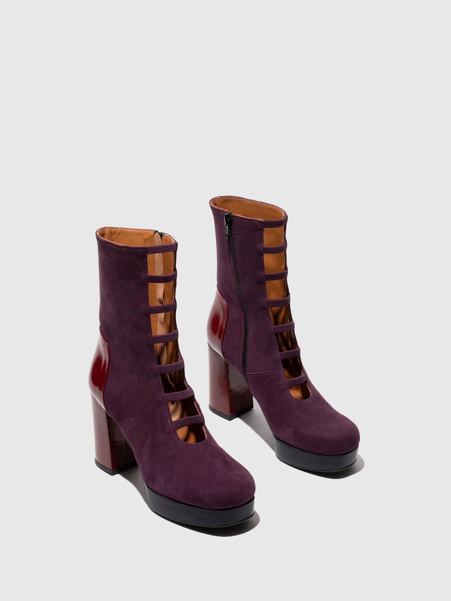 Zip Up Ankle Boots EVIK353FLY PURPLE/INT.RUST/NAVY - Image 2