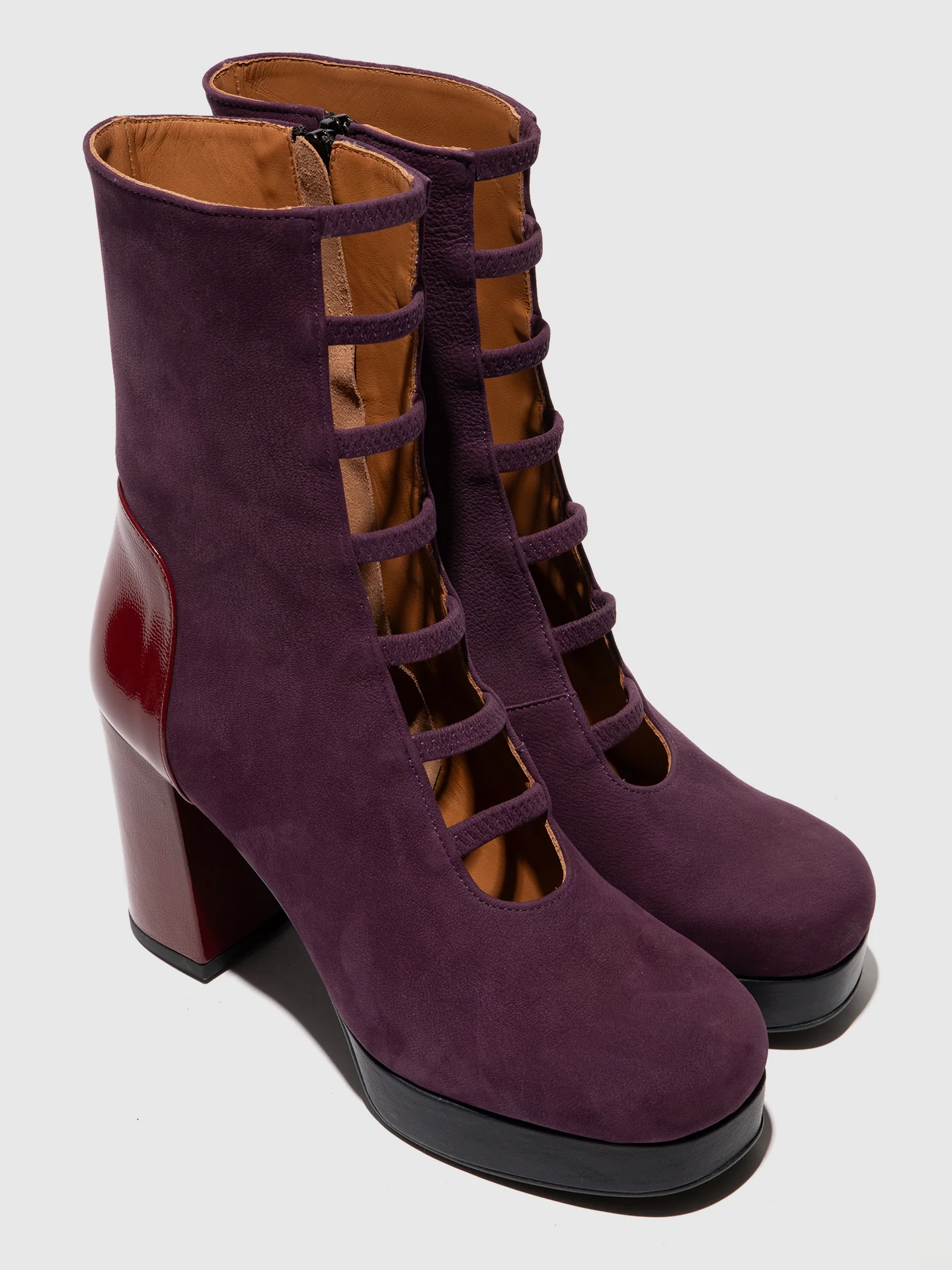 Zip Up Ankle Boots EVIK353FLY PURPLE/INT.RUST/NAVY - Image 4