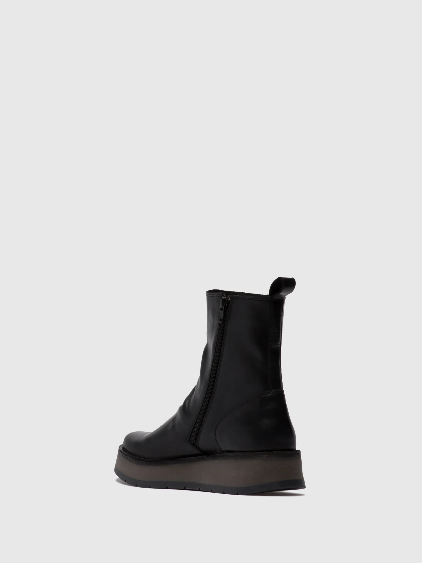 Zip Up Ankle Boots RENO053FLY RUG BLACK - Image 3