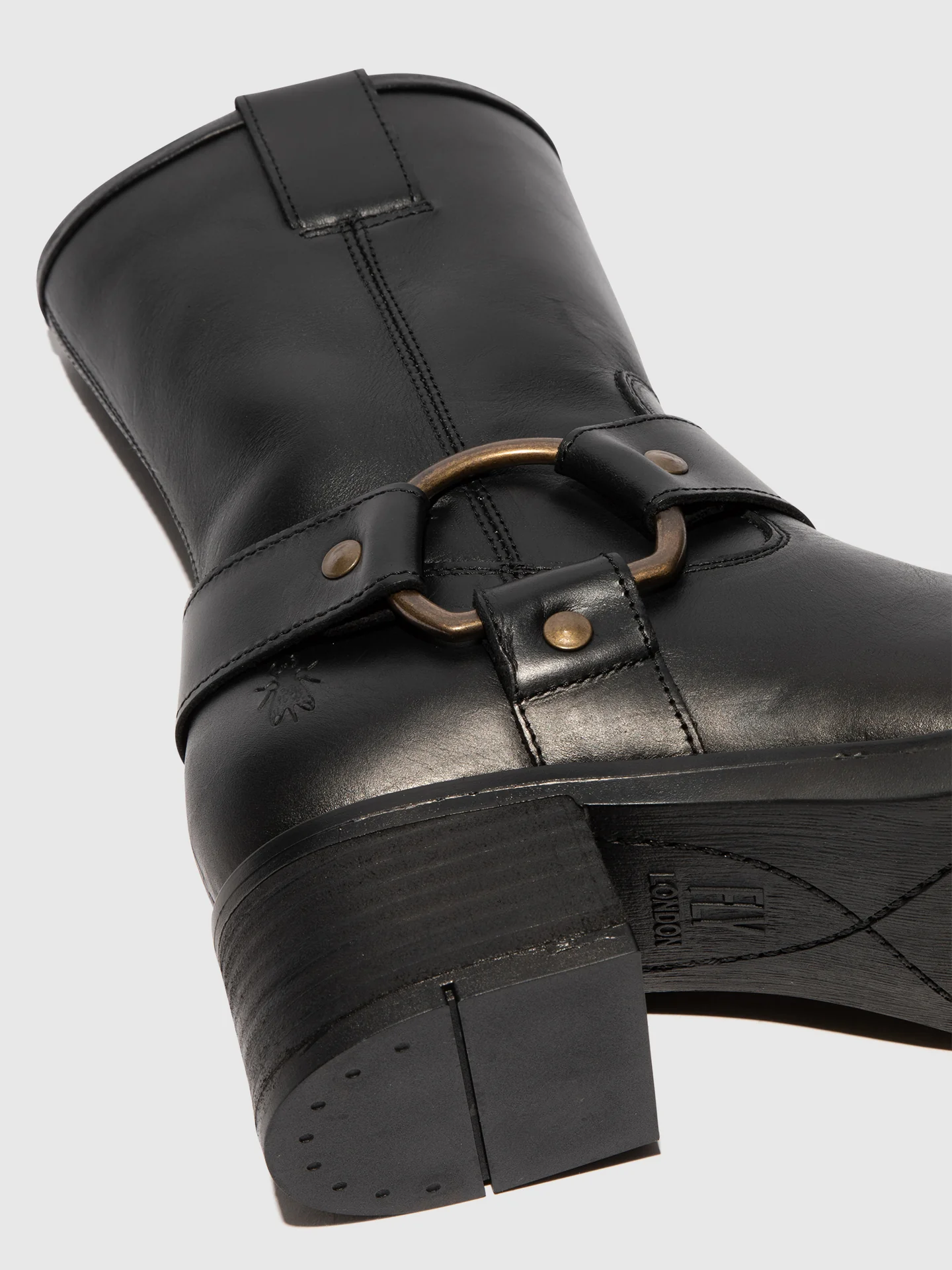 Zip Up Ankle Boots REVA010FLY RUG BLACK - Image 4