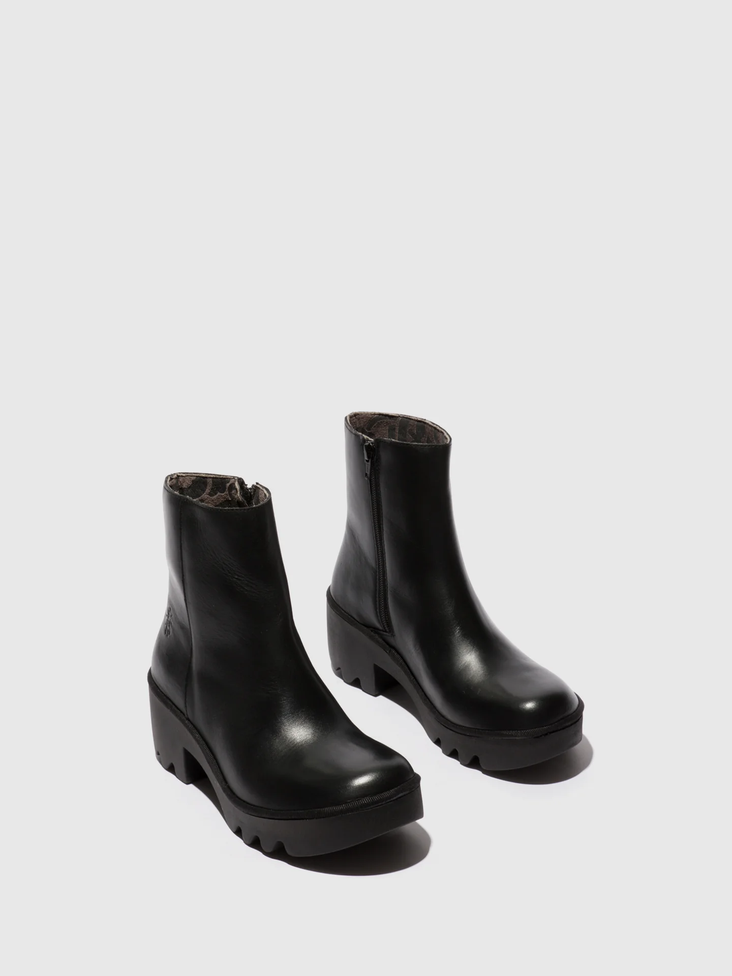Zip Up Ankle Boots TOOR513FLY RUG BLACK - Image 2