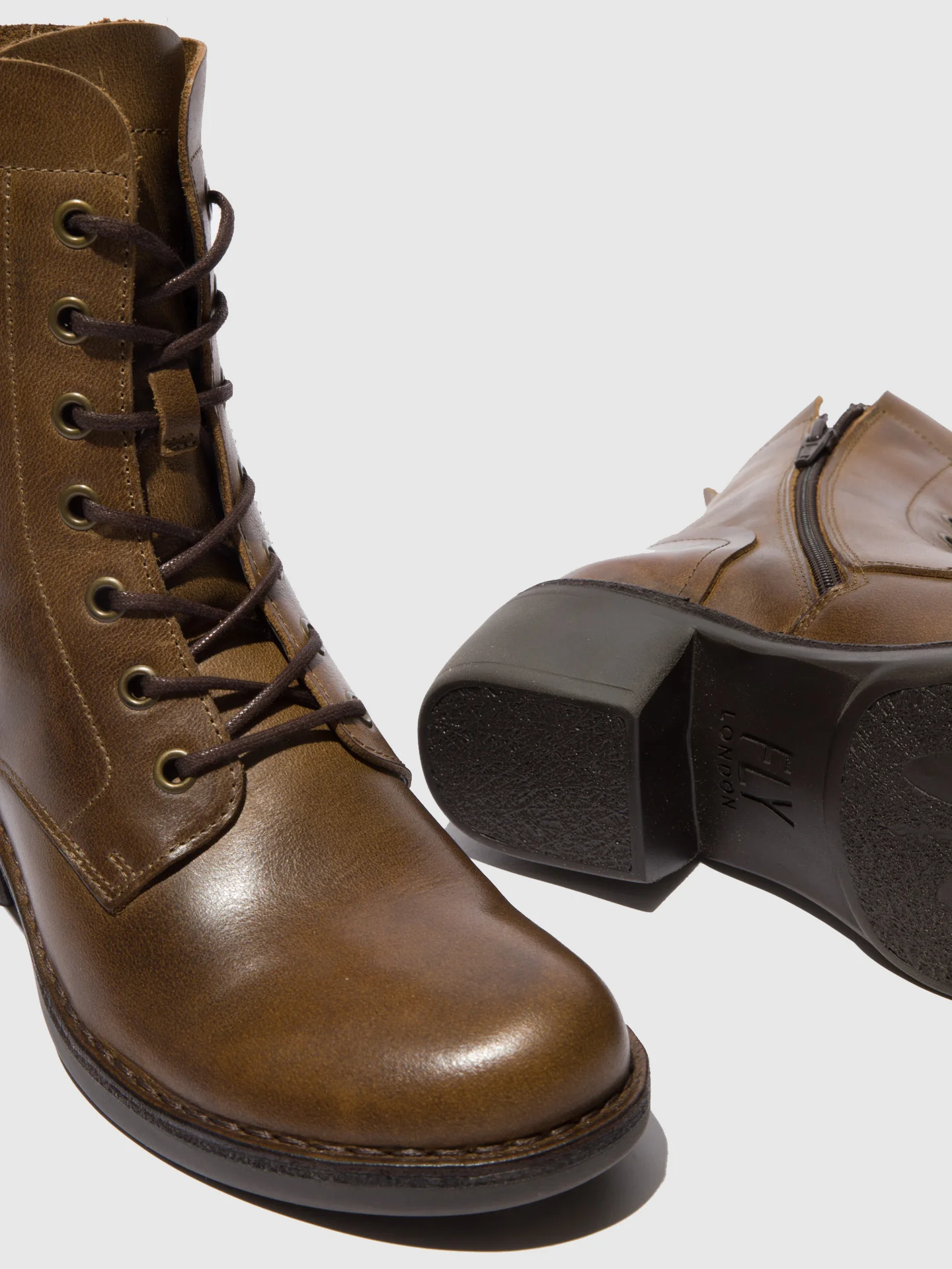Lace-up Ankle Boots MILU044FLY RUG CAMEL - Image 4