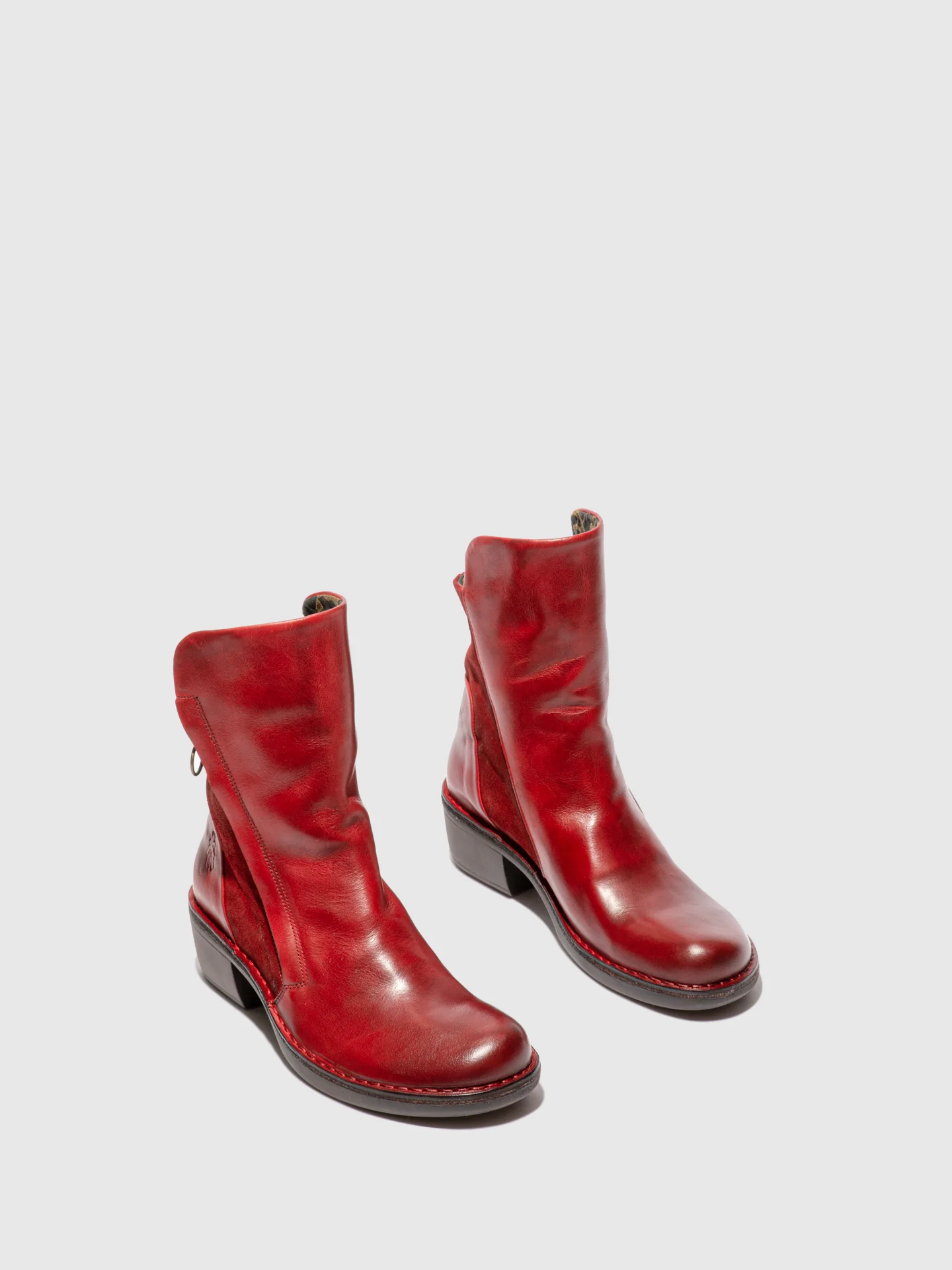Zip Up Ankle Boots MELY074FLY RUG/OILSUEDE RED - Image 2
