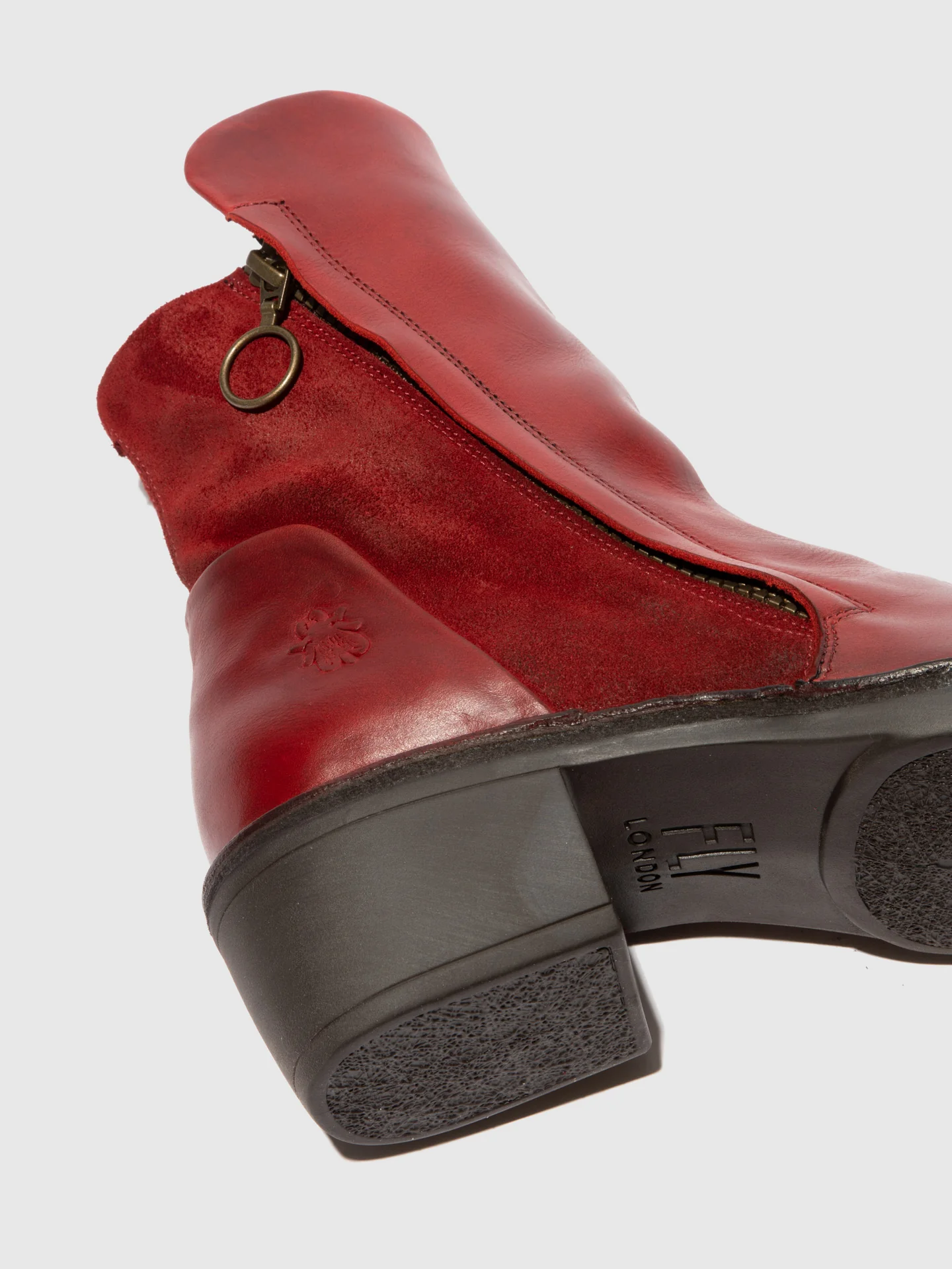 Zip Up Ankle Boots MELY074FLY RUG/OILSUEDE RED - Image 4