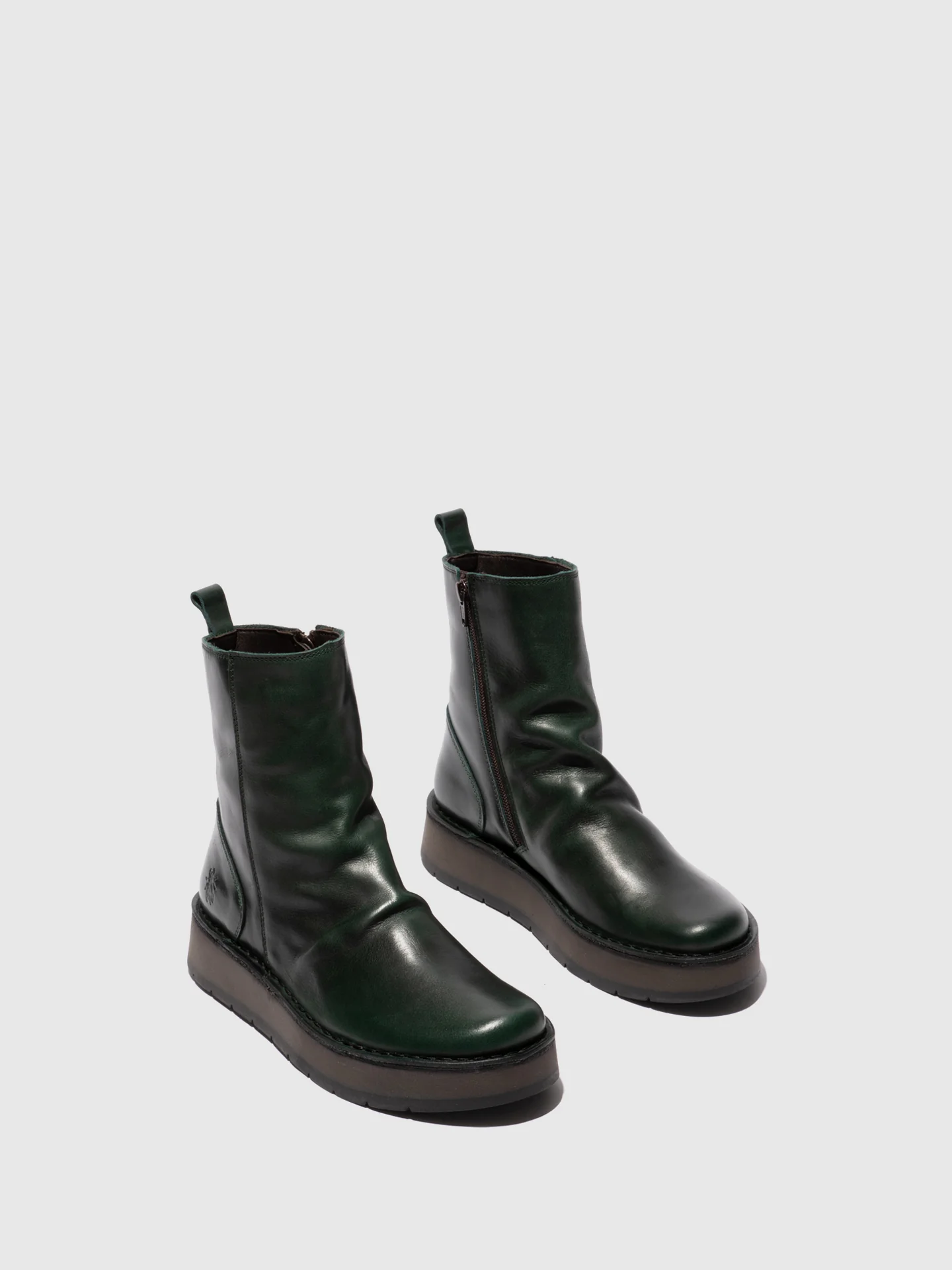 Zip Up Ankle Boots RENO053FLY RUG PETROL - Image 2