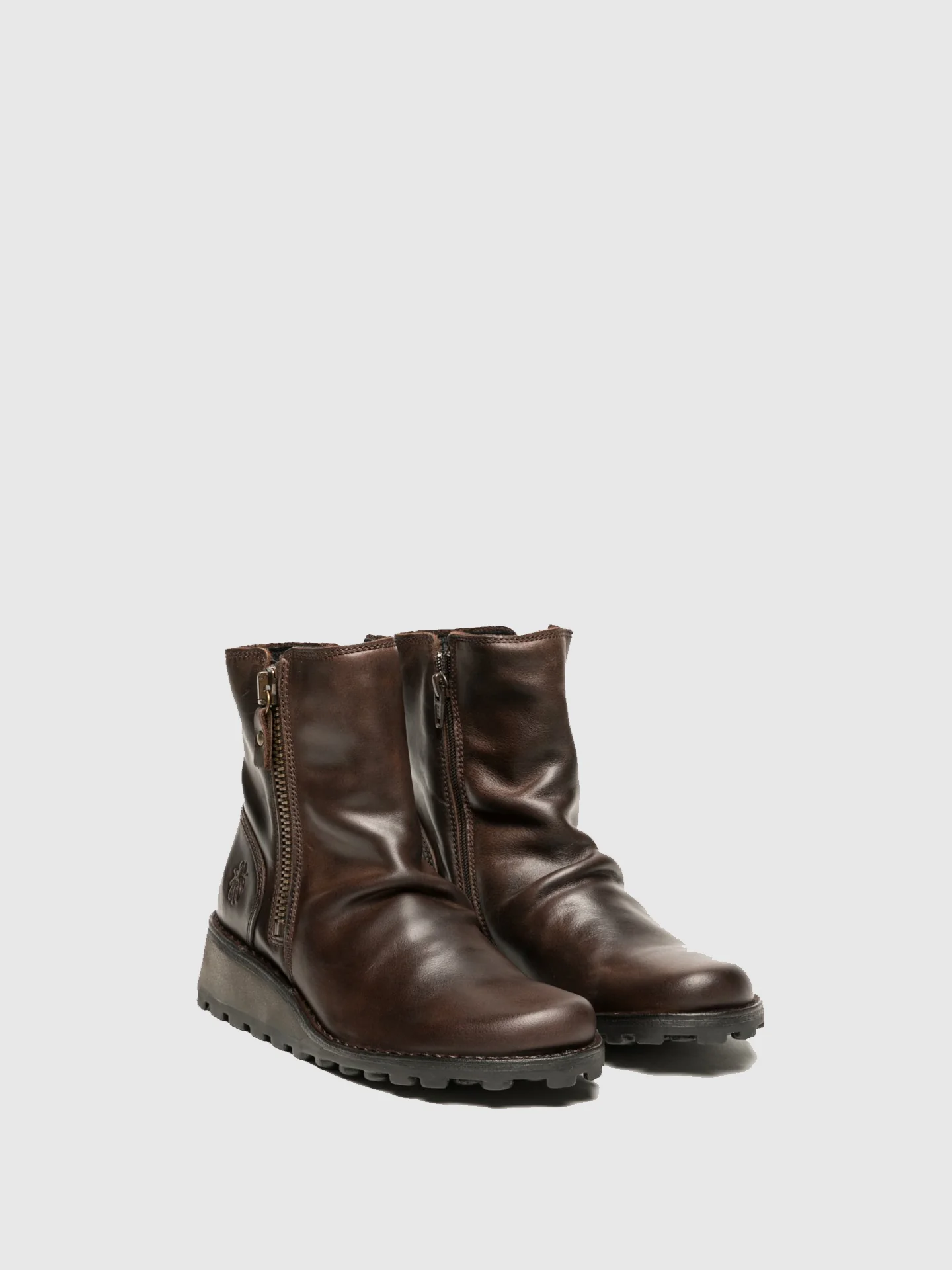 Zip Up Ankle Boots MON944FLY DK. BROWN - Image 2