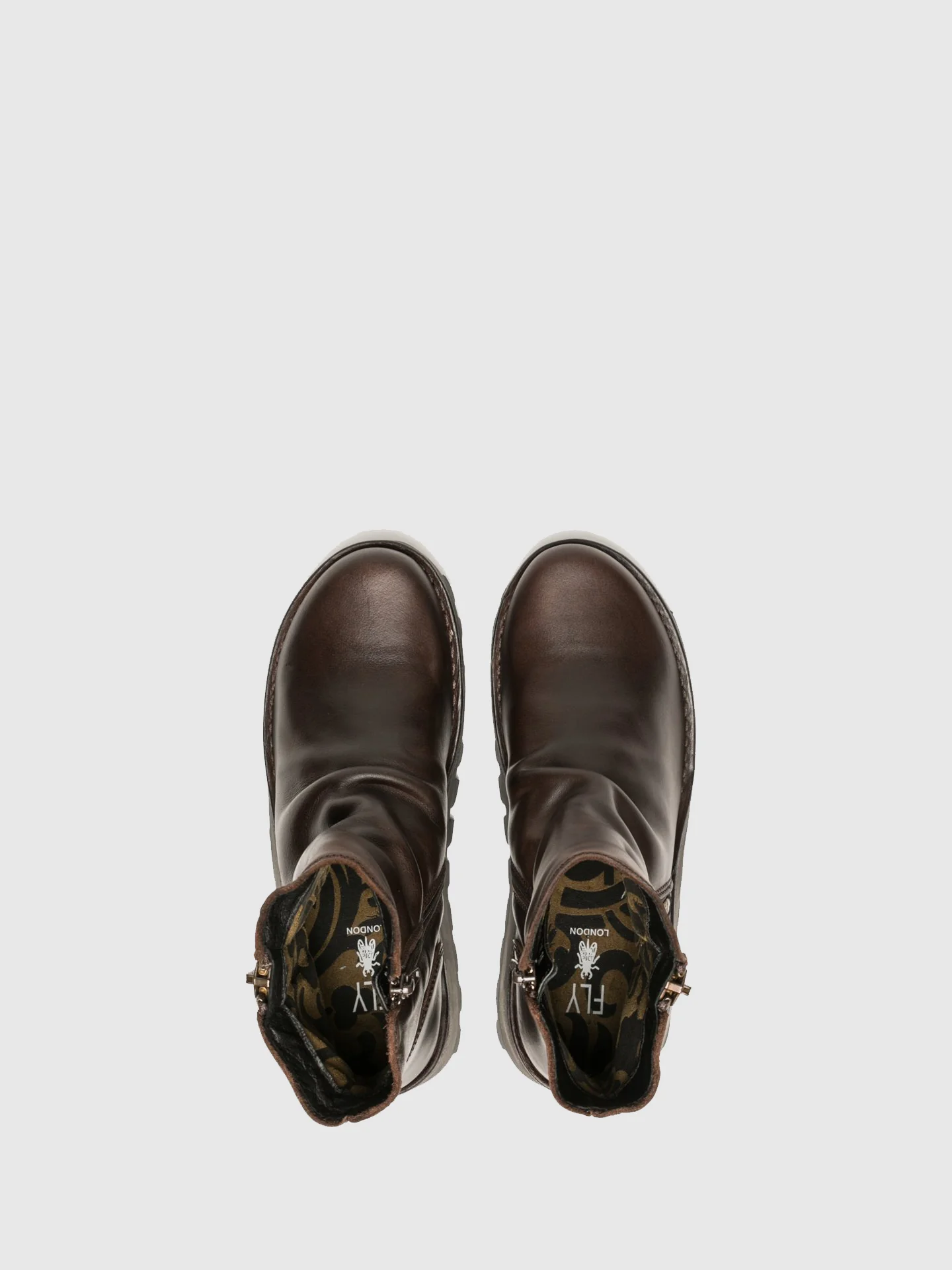 Zip Up Ankle Boots MON944FLY DK. BROWN - Image 4