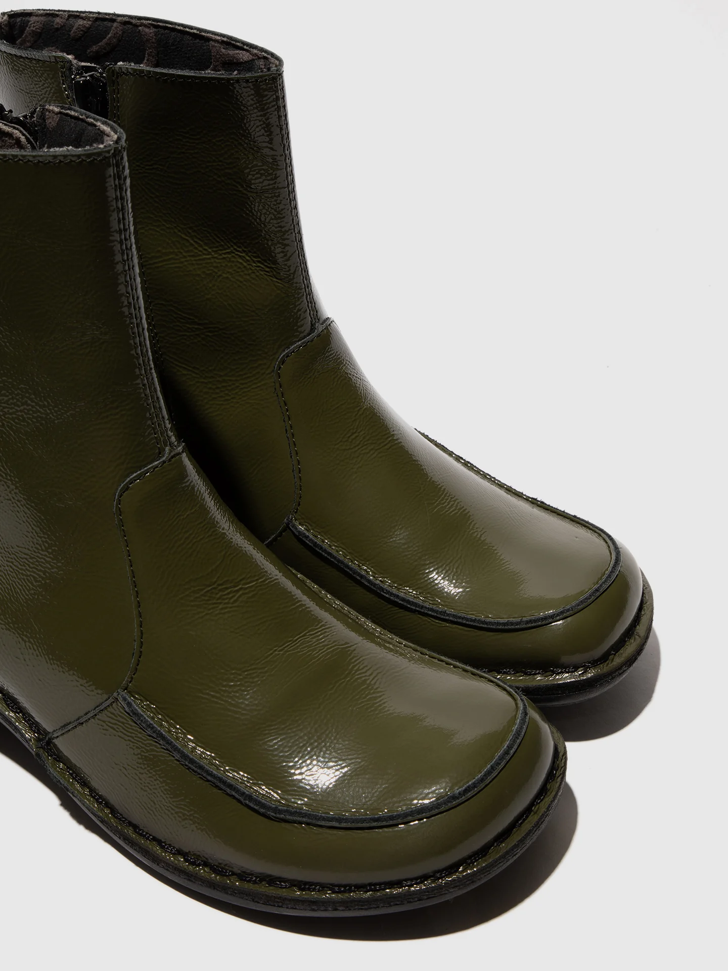 Zip Up Ankle Boots EZIA181FLY SEA KELP - Image 4