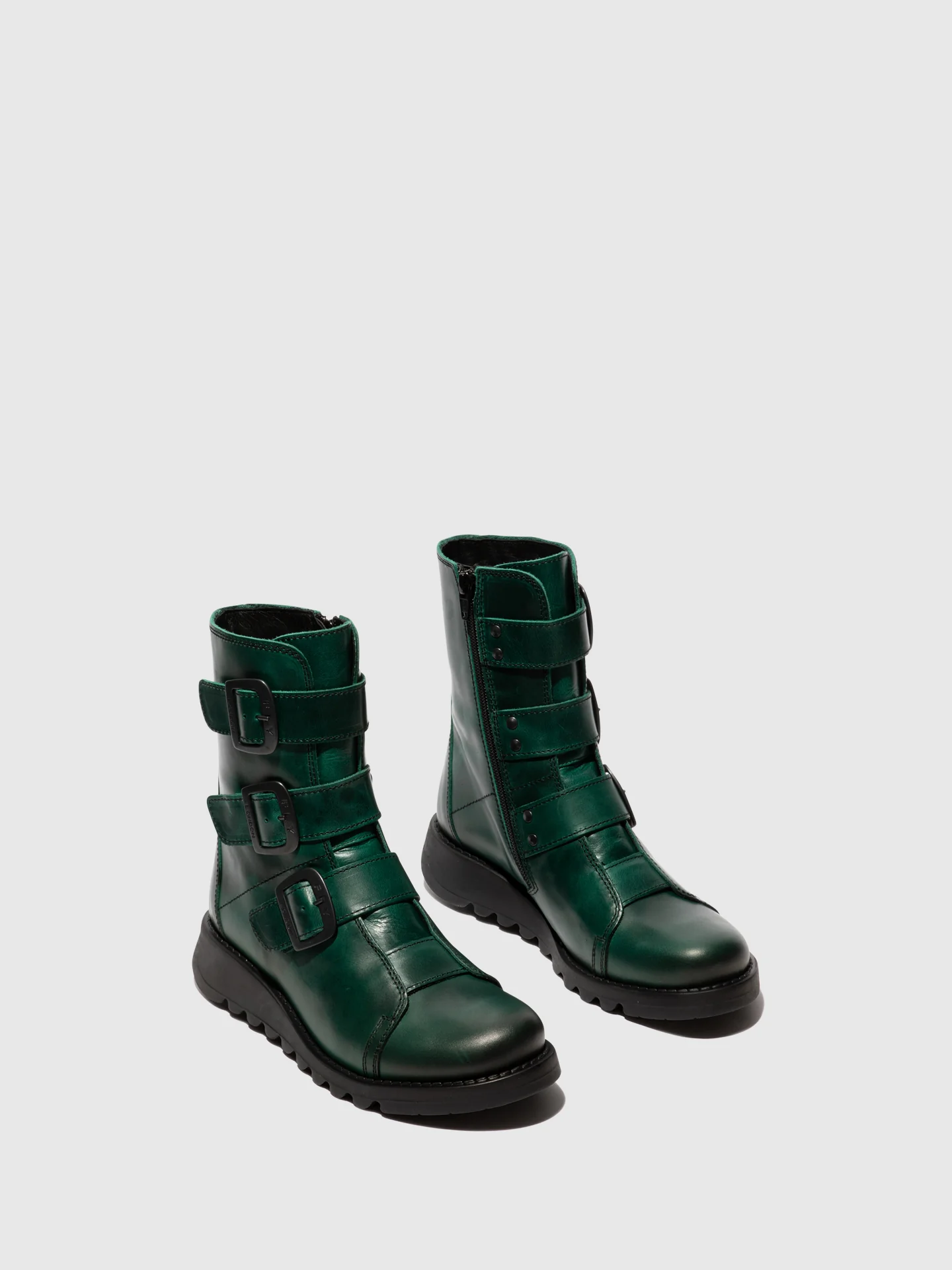 Buckle Ankle Boots SCOP110FLY SHAMROCK GREEN (BLACK SOLE) - Image 2