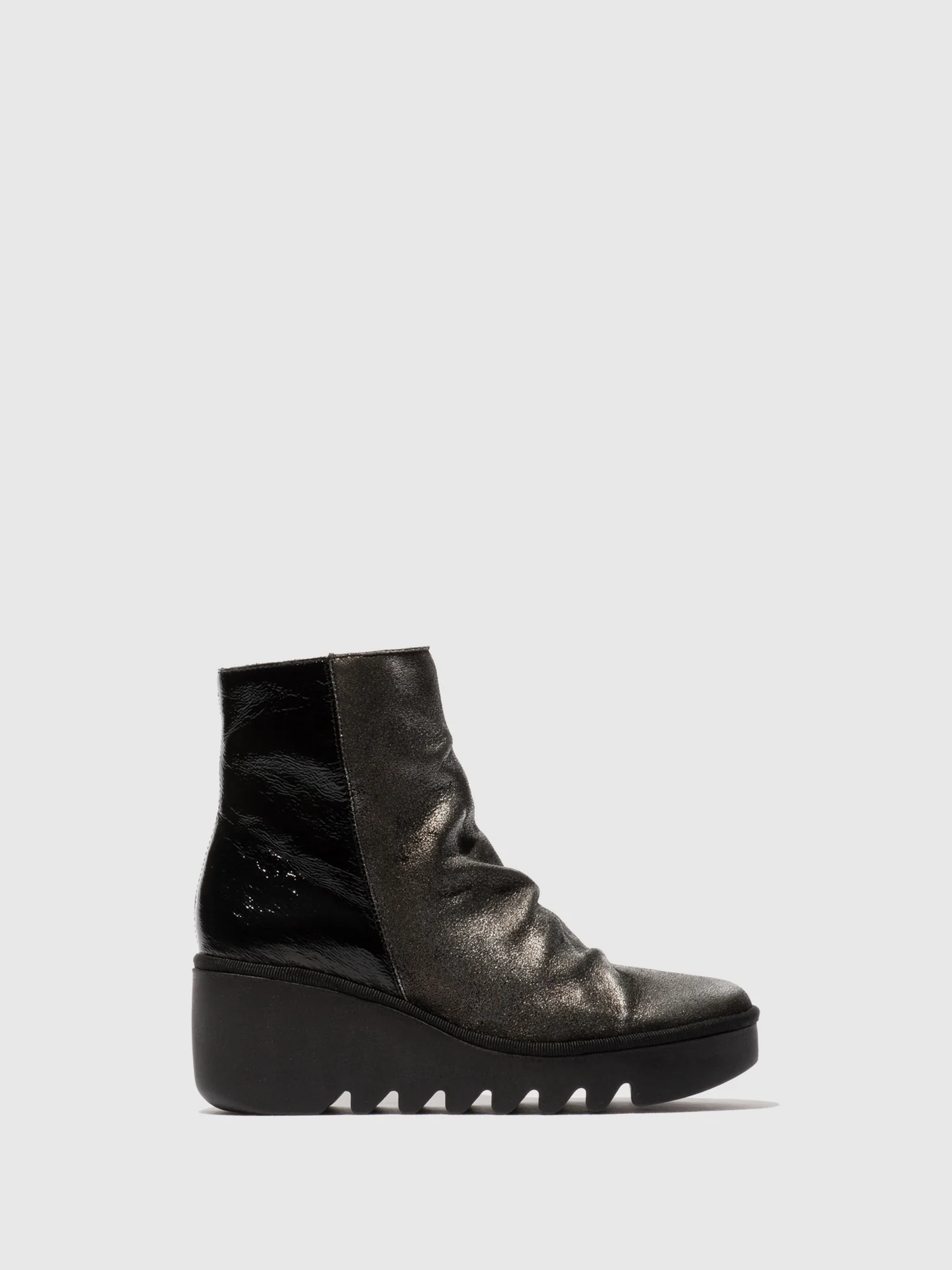 Zip Up Ankle Boots BAAN538FLY SILVER/BLACK