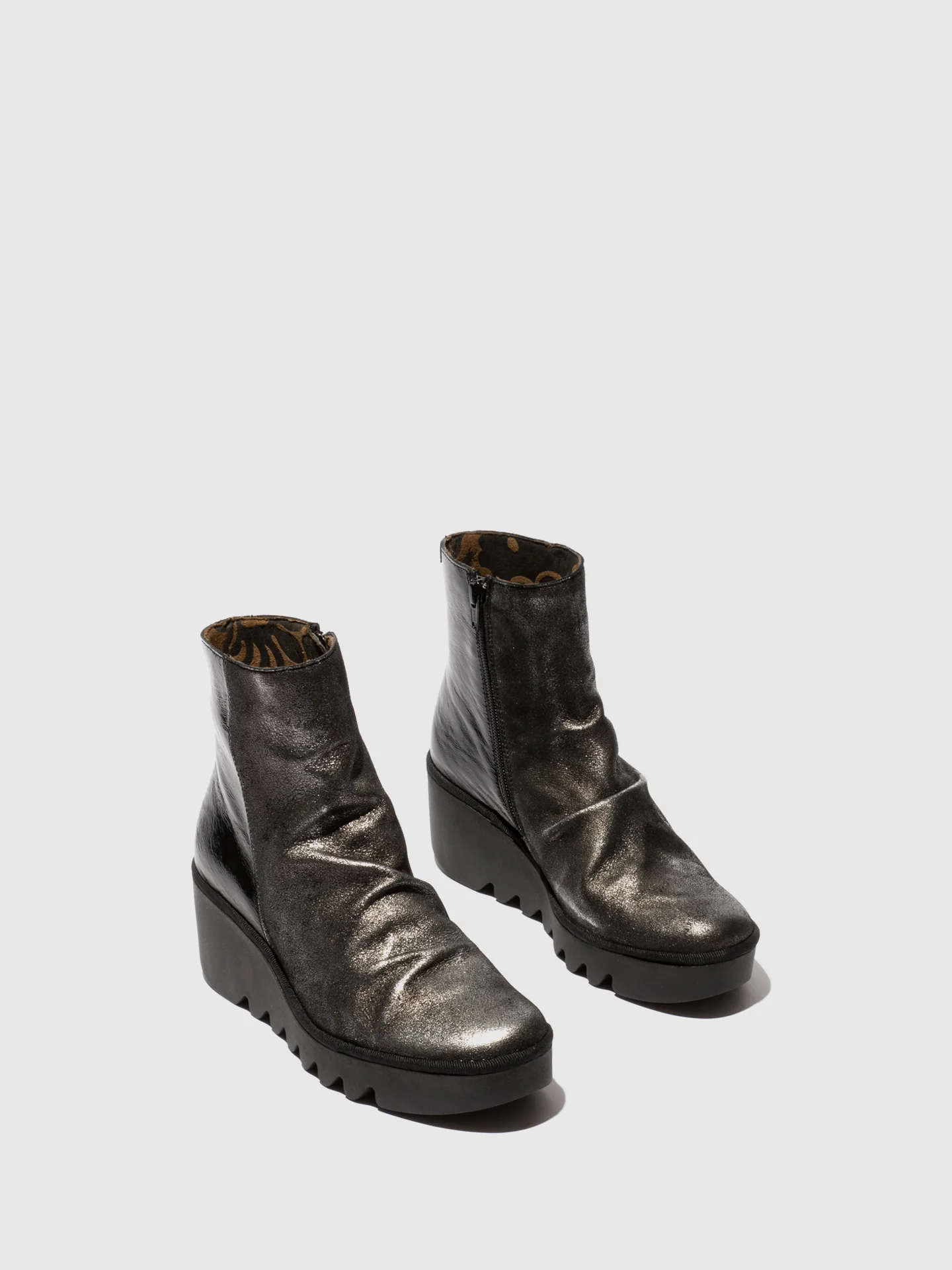 Zip Up Ankle Boots BAAN538FLY SILVER/BLACK - Image 2