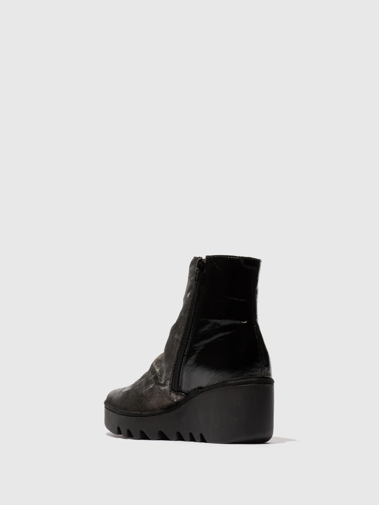Zip Up Ankle Boots BAAN538FLY SILVER/BLACK - Image 3