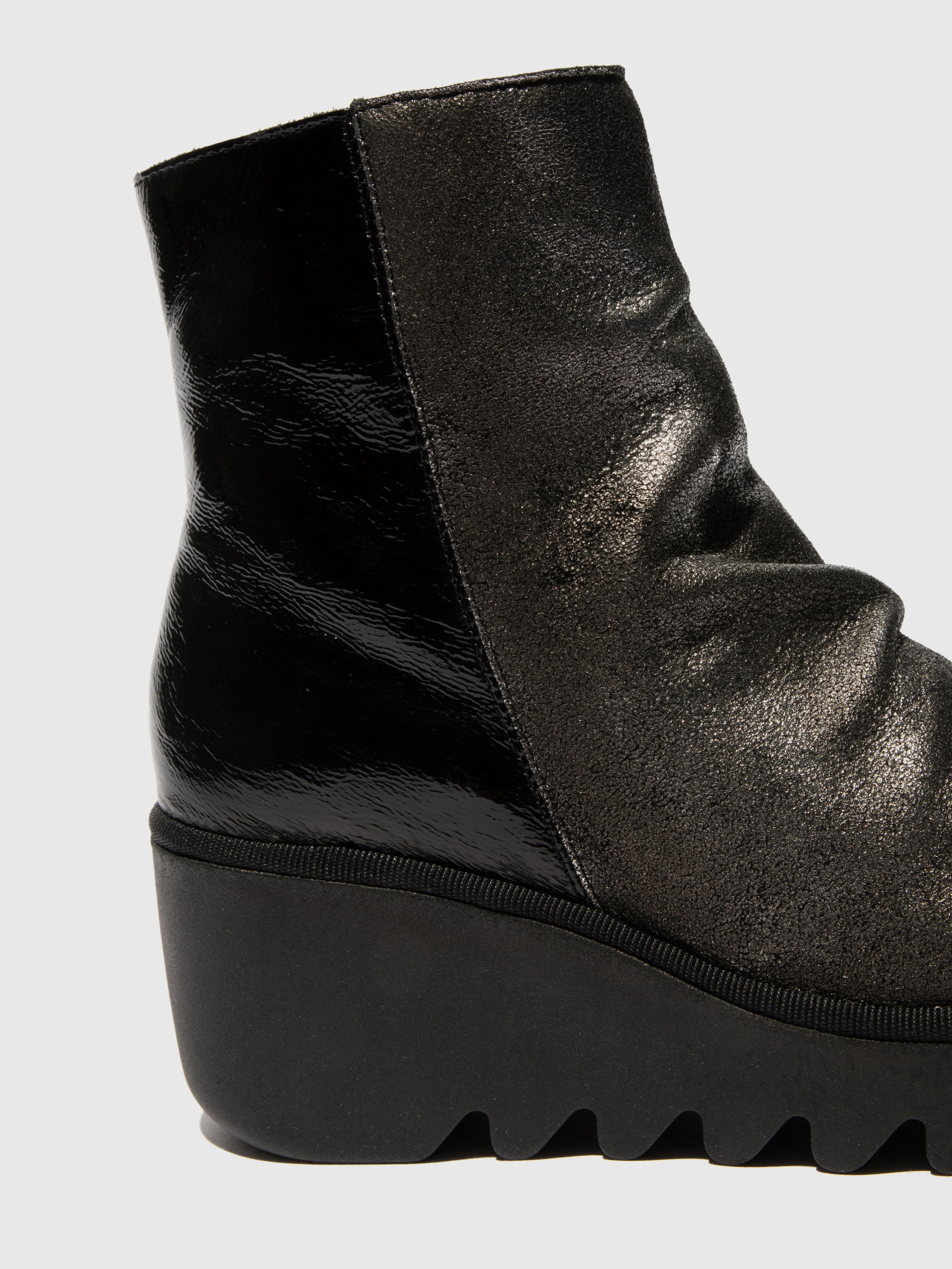 Zip Up Ankle Boots BAAN538FLY SILVER/BLACK - Image 4