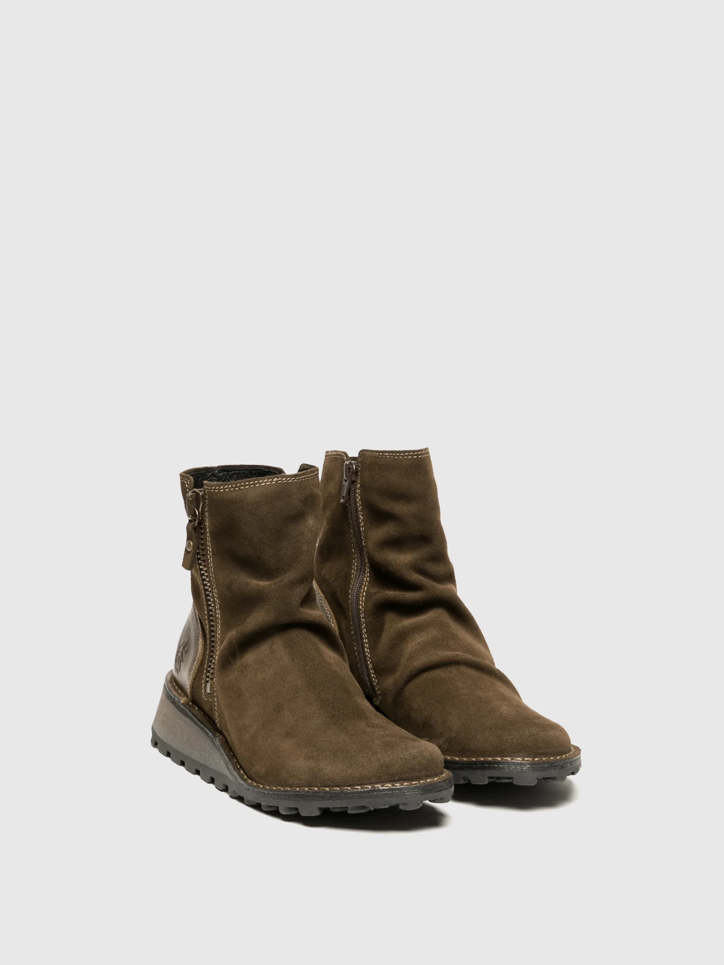 Zip Up Ankle Boots MON944FLY SLUDGE/OLIVE - Image 2