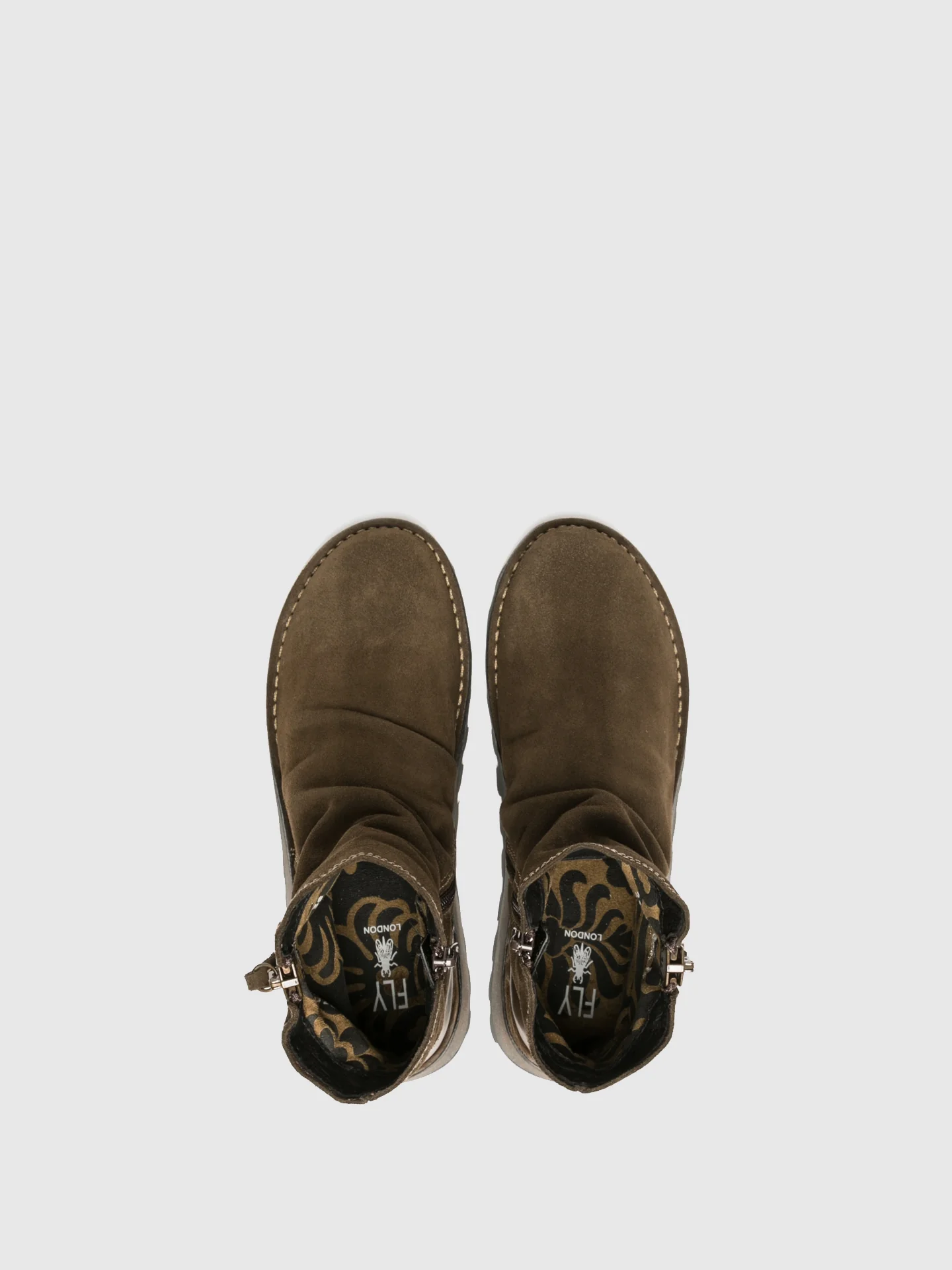 Zip Up Ankle Boots MON944FLY SLUDGE/OLIVE - Image 4
