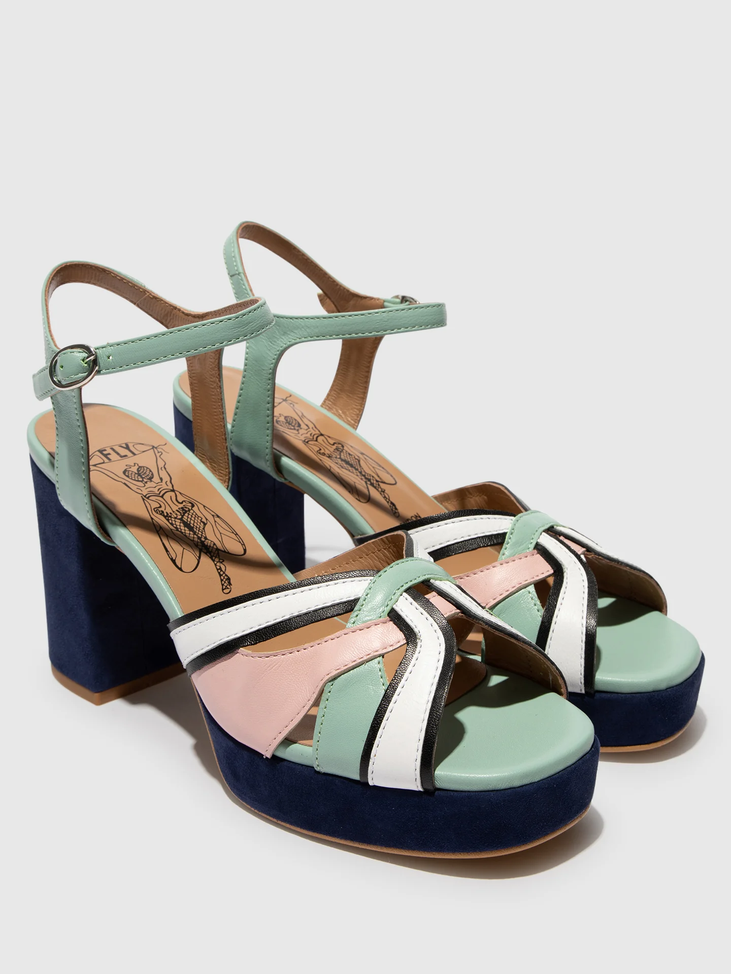 Sling-Back Sandals EZUI240FLY SPEARMINT/PALE PINK/BLACK/WHITE - Image 4