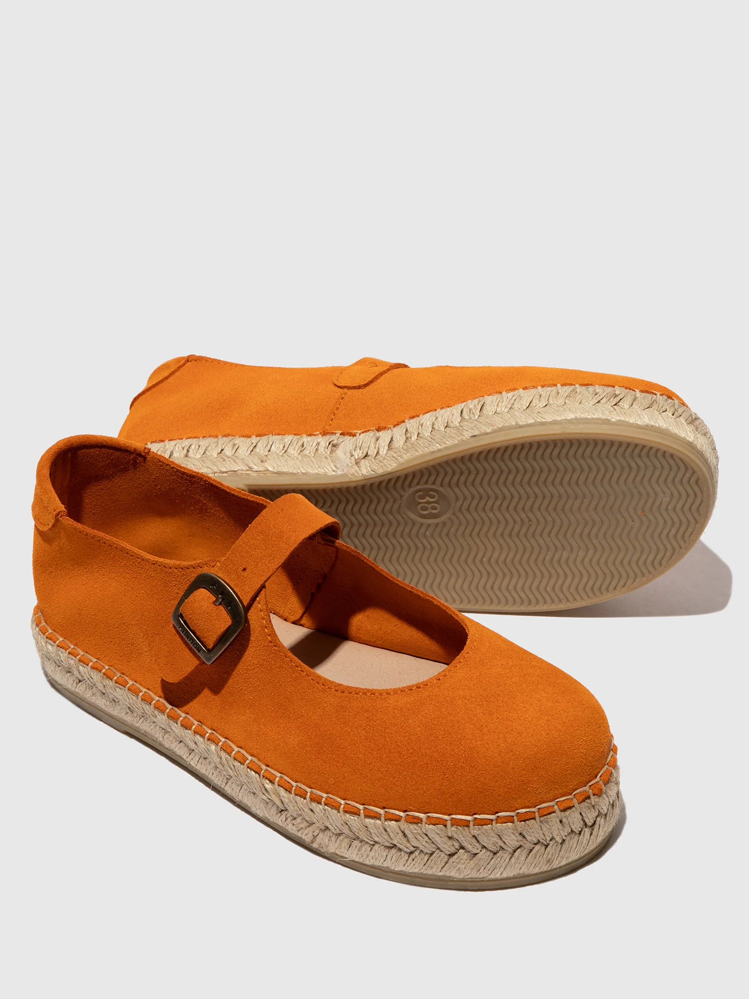 Round Toe Espadrilles SOIK554FLY SUEDE ORANGE - Image 4
