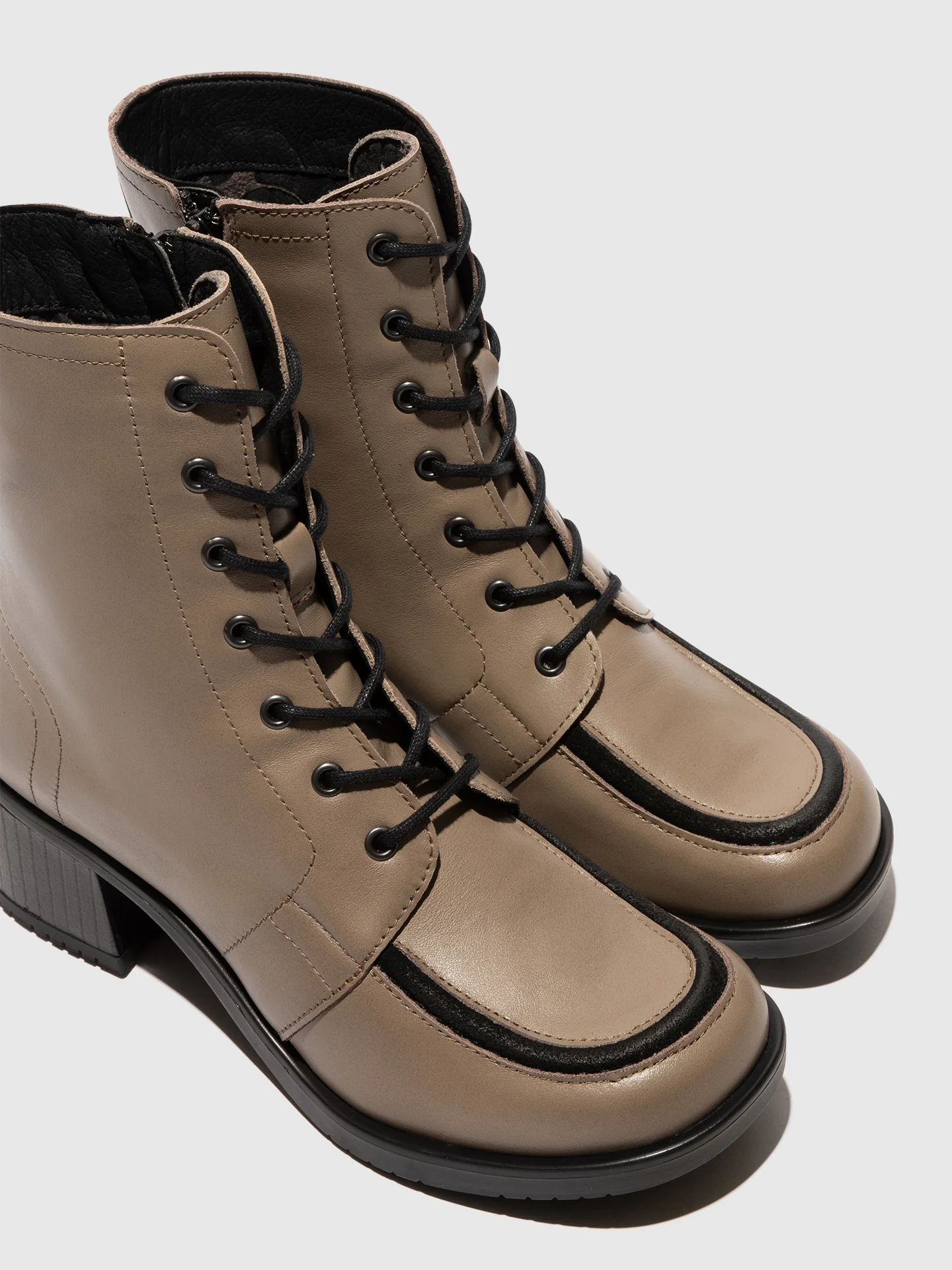 Lace-up Ankle Boots KASS017FLY TAUPE/BLACK - Image 4