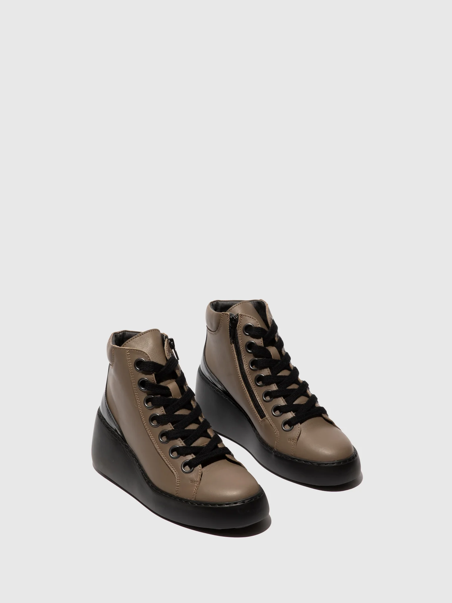 Lace-up Ankle Boots DICE468FLY TAUPE (BLACK SOLE) - Image 2