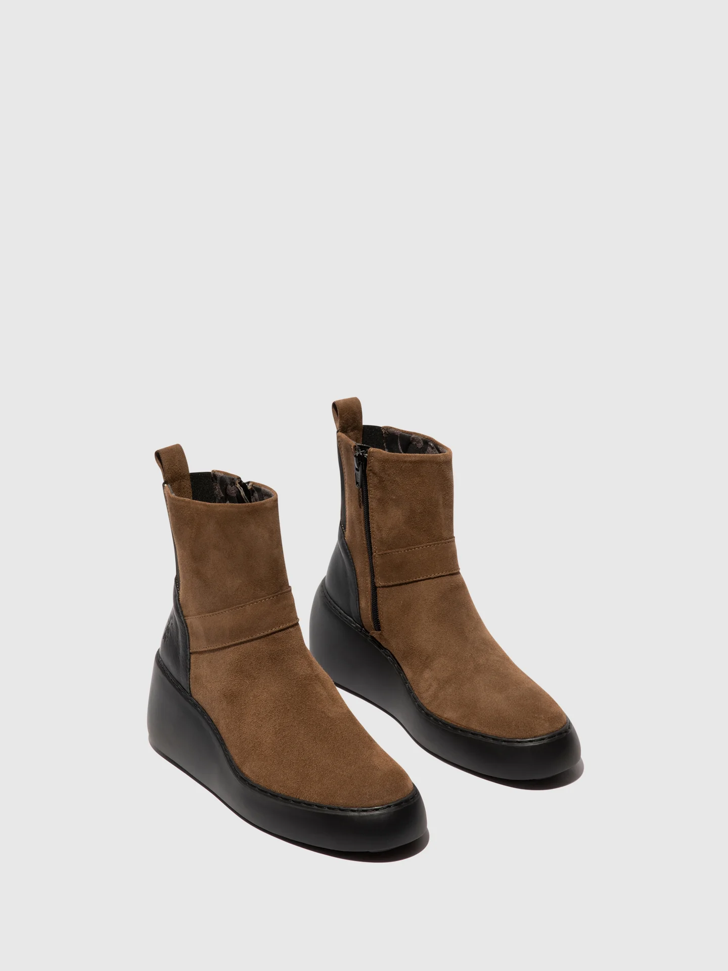 Zip Up Ankle Boots DOXE604FLY TAUPE/BLACK - Image 2
