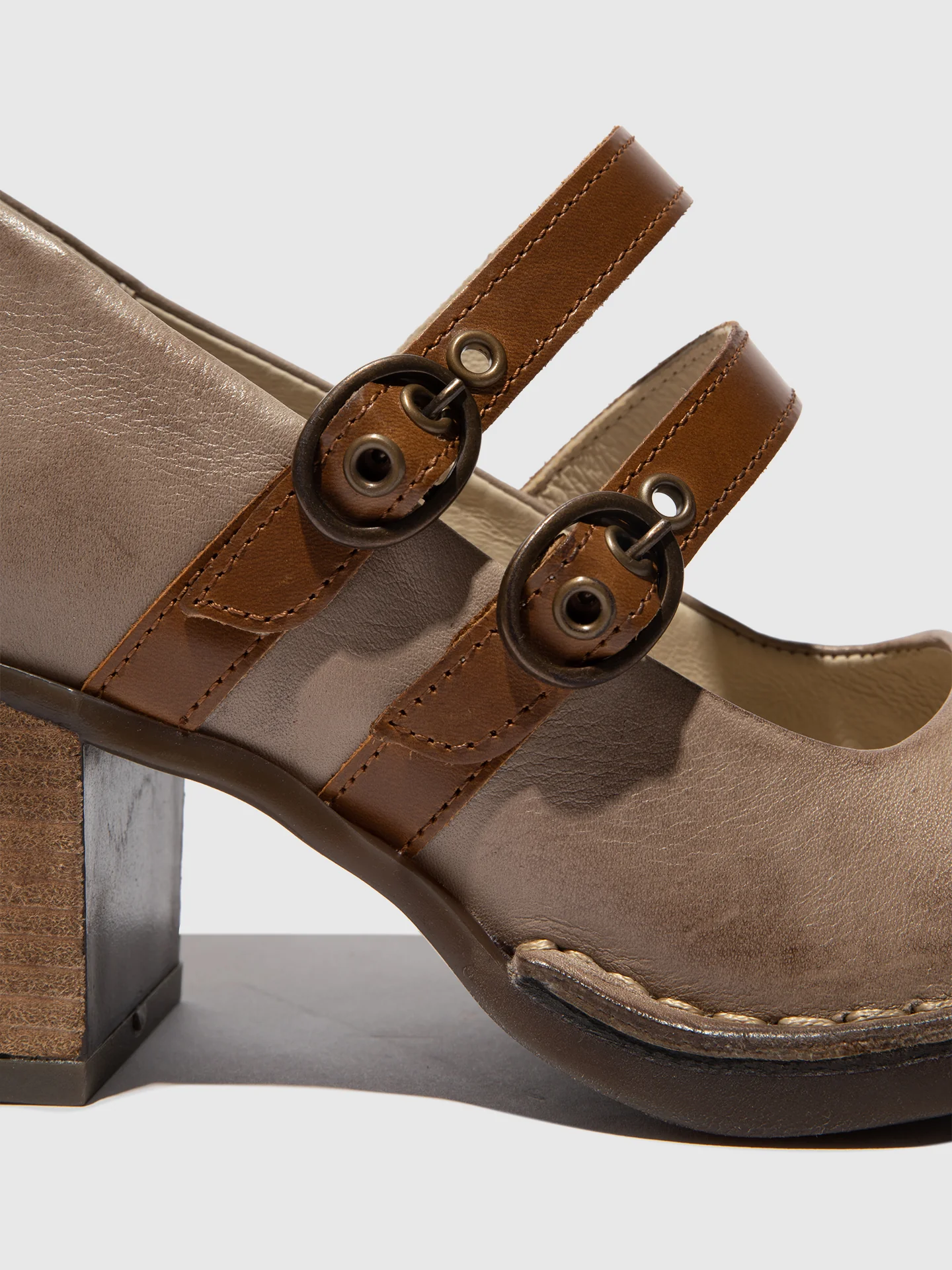 Double Buckle Shoes BALY106FLY TAUPE/CAMEL - Image 4