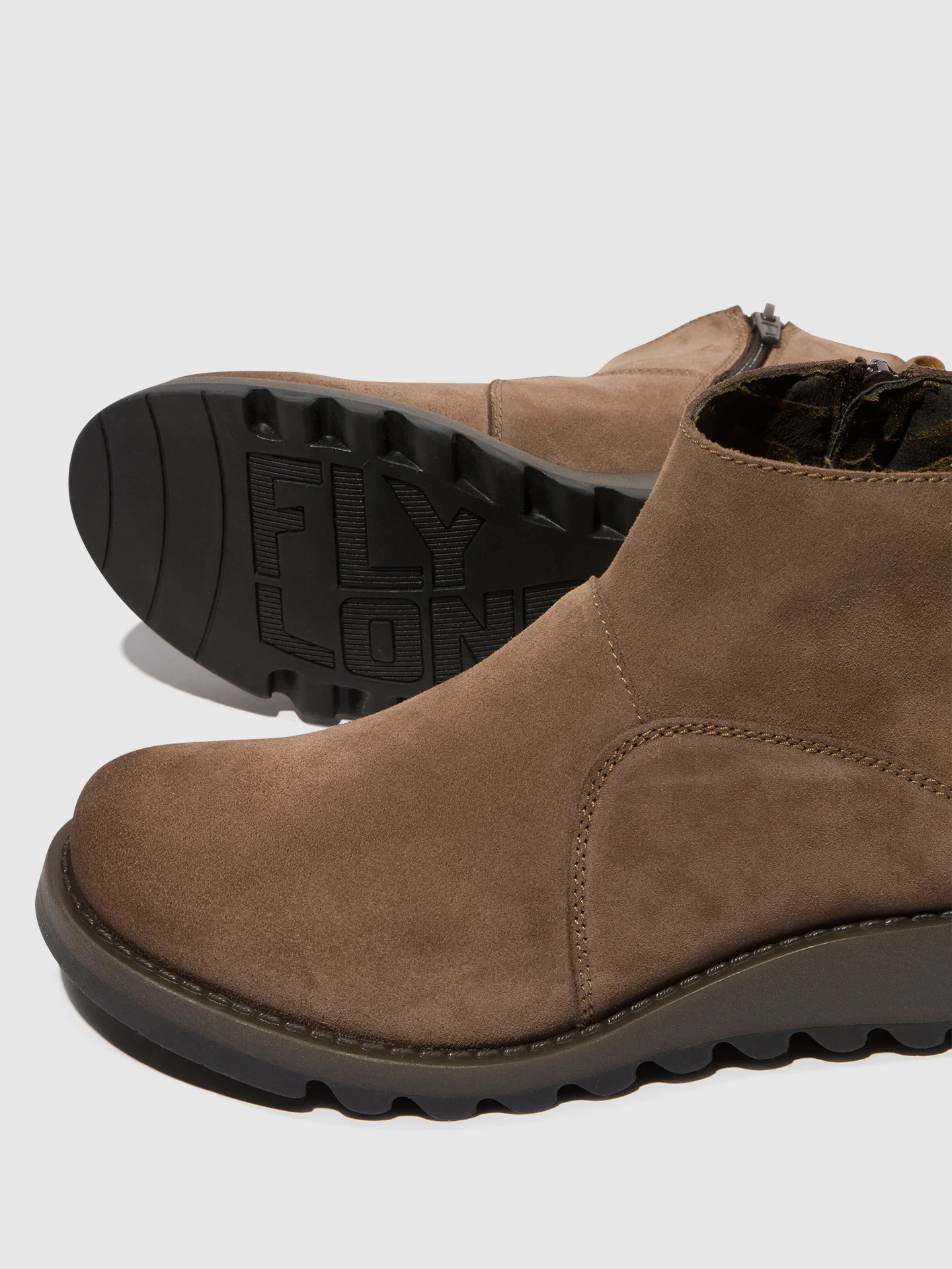 Zip Up Ankle Boots SELY918FLY TAUPE/CAMEL - Image 4