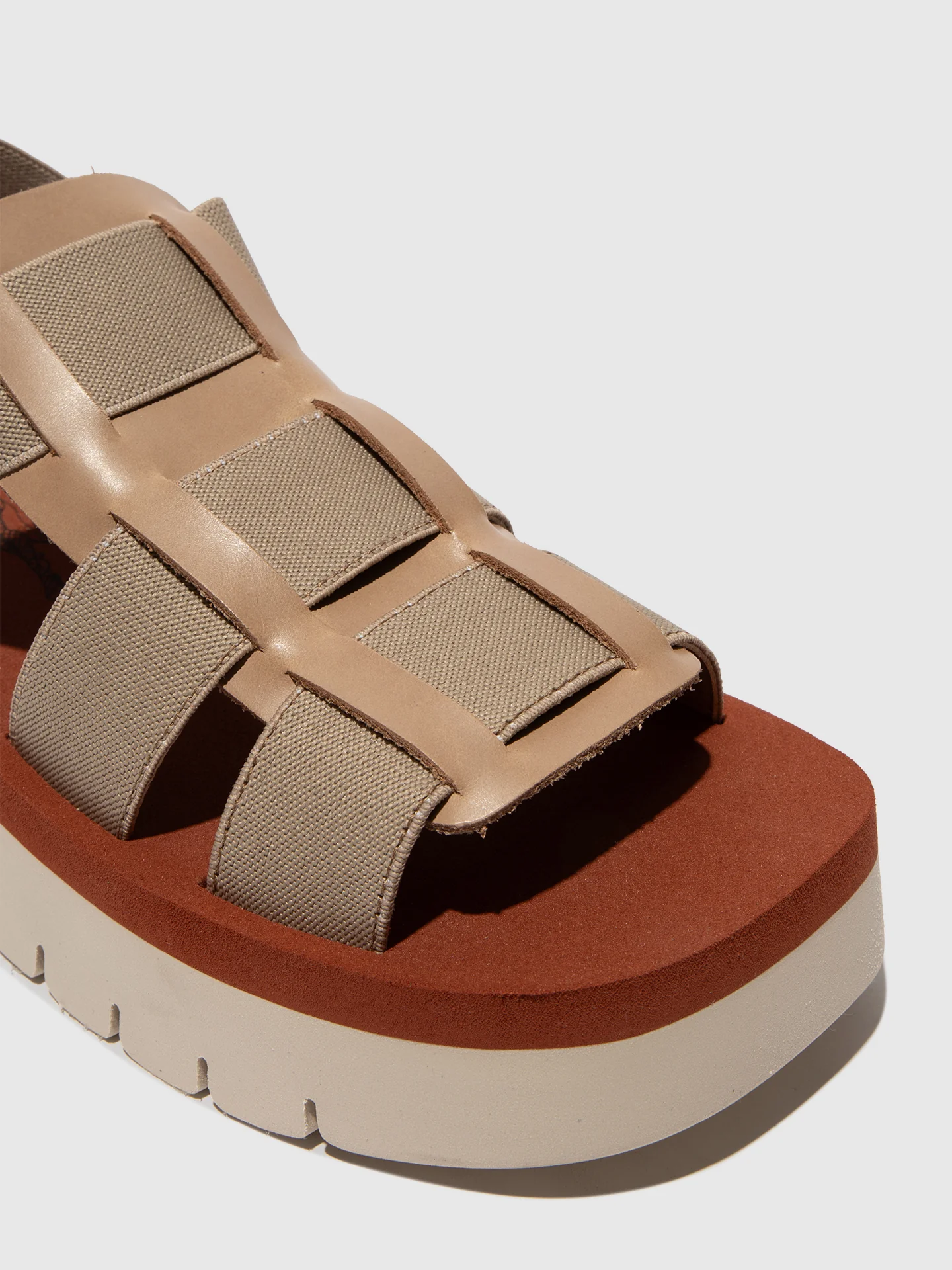 Sling-Back Sandals SAMB245FLY TAUPE/TAUPE/BRICK - Image 4