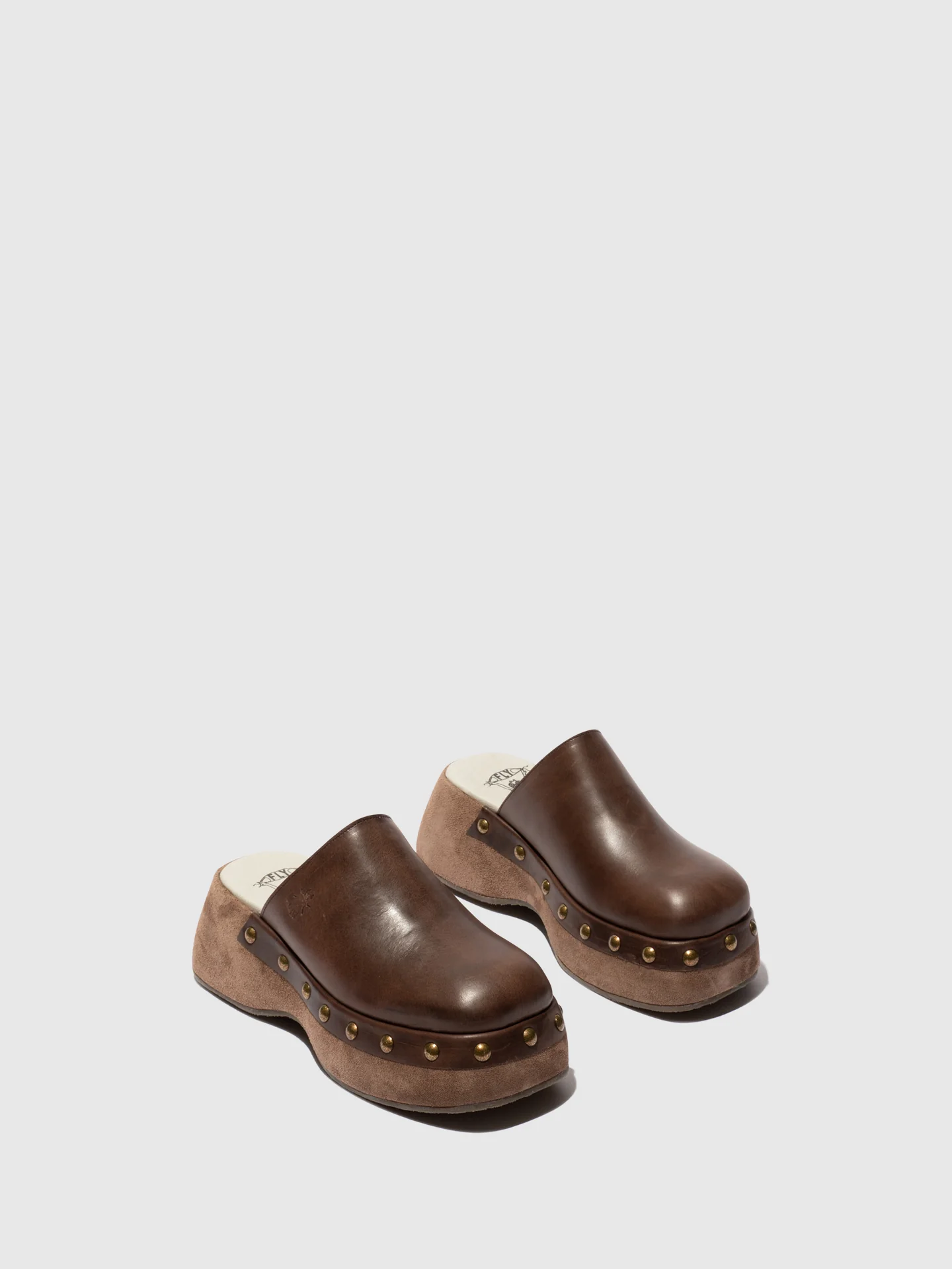 Round Toe Clogs BLEK079FLY TAUPE/TAUPE - Image 2