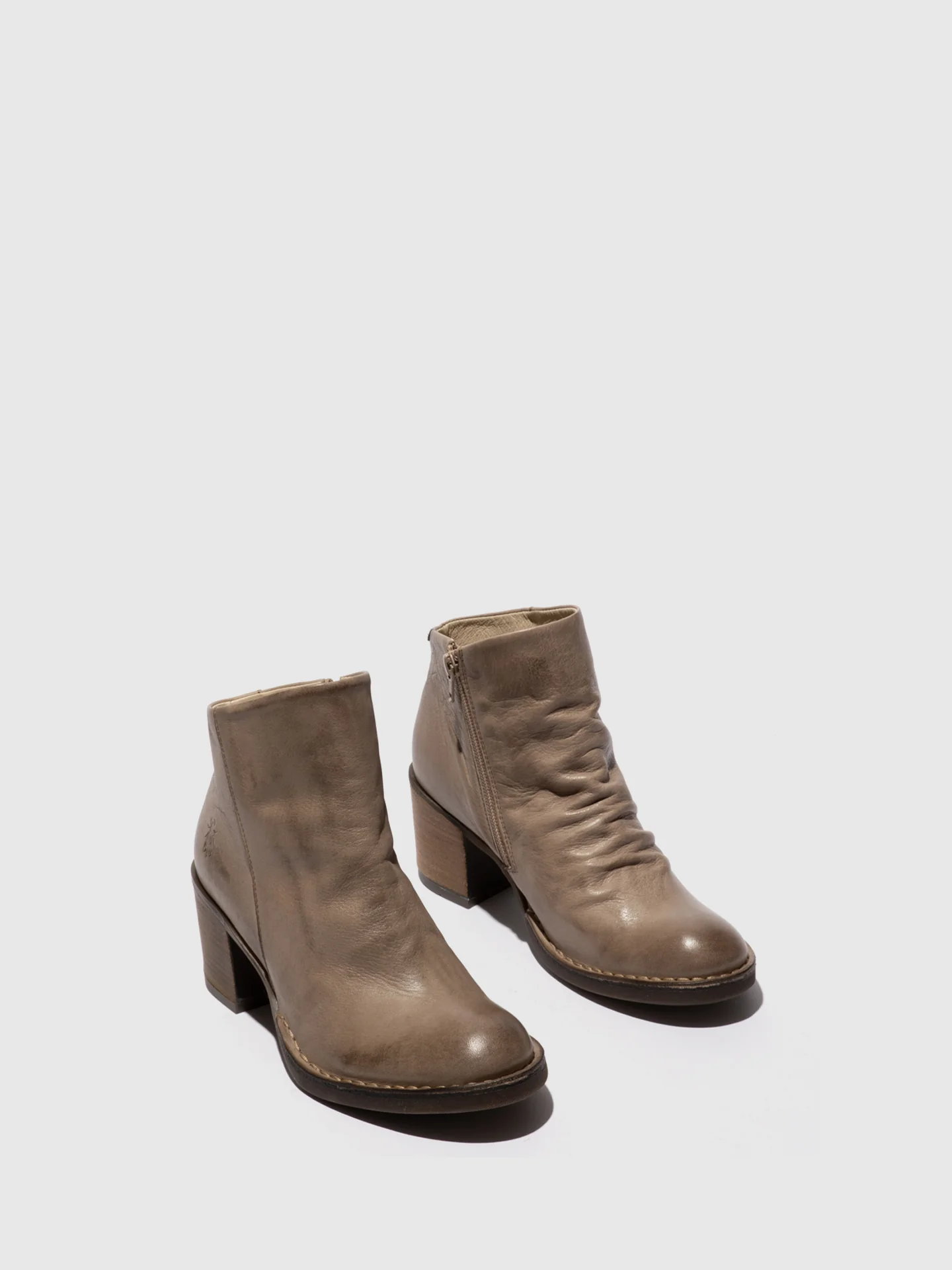 Zip Up Ankle Boots BELL061FLY TAUPE - Image 2