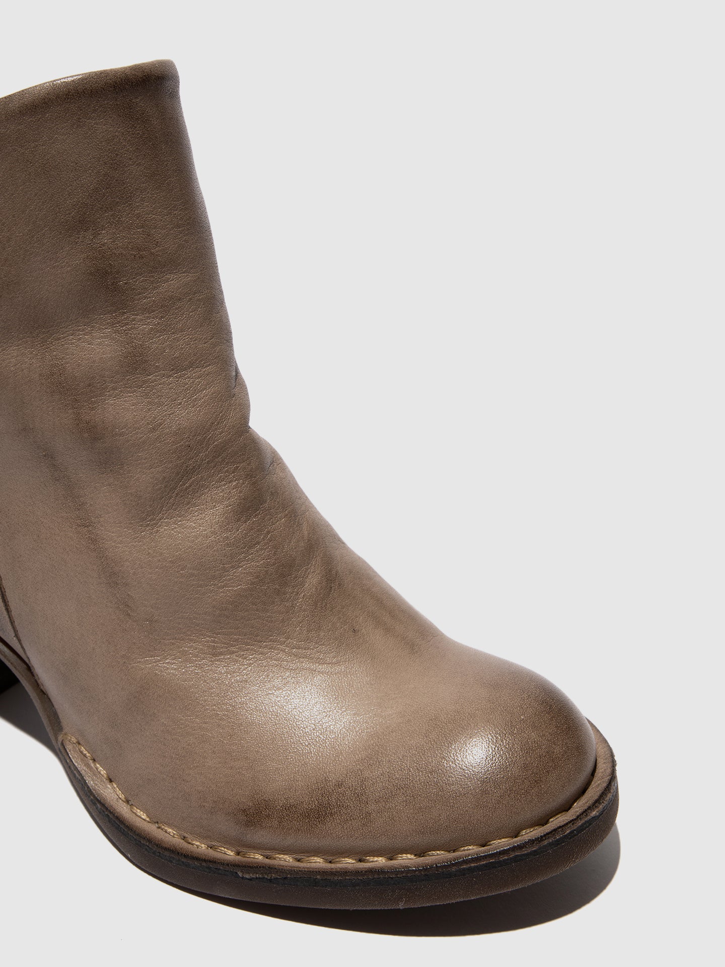 Zip Up Ankle Boots BELL061FLY TAUPE - Image 4