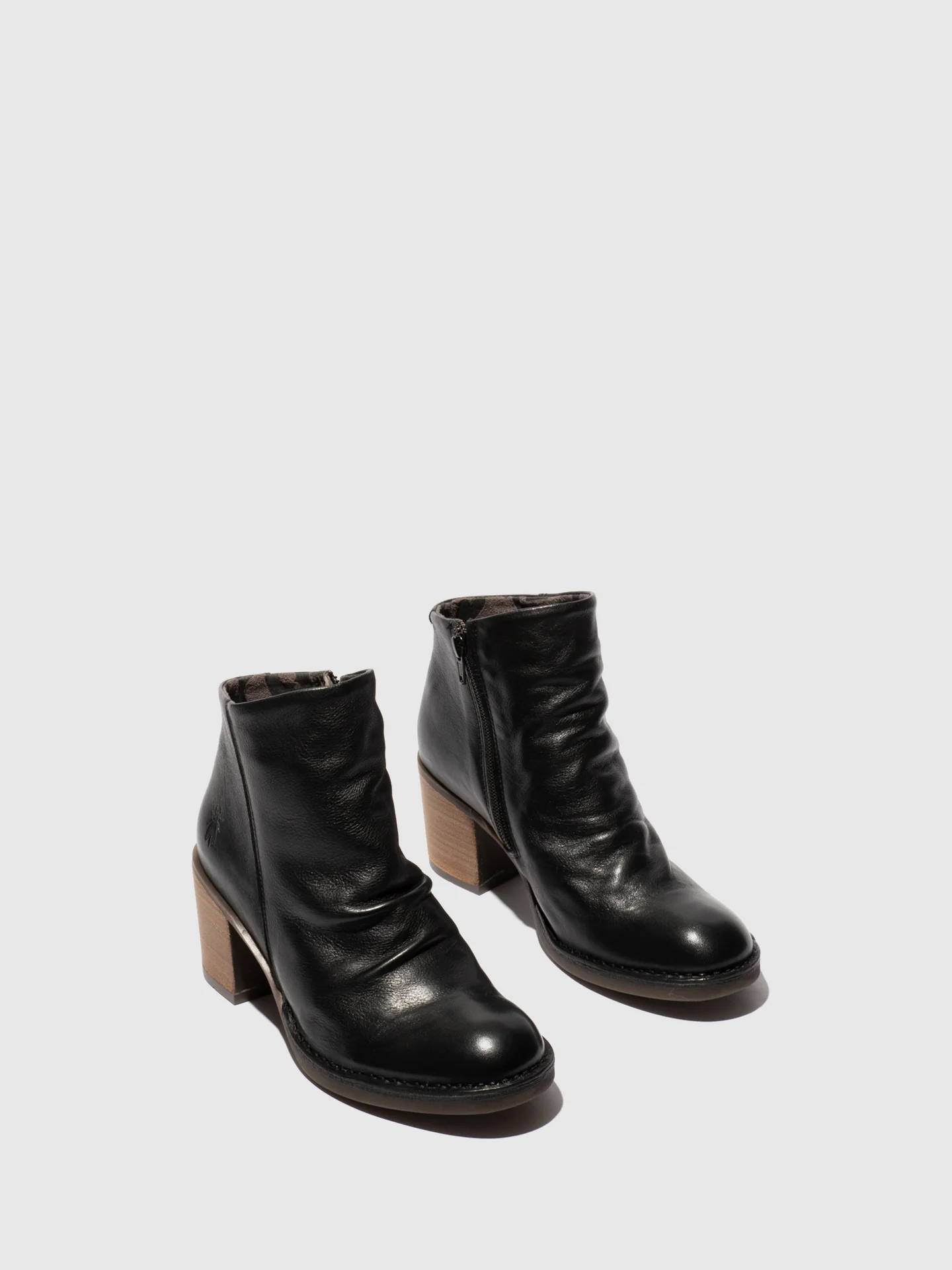 Zip Up Ankle Boots BELL061FLY VELVET BLACK - Image 2