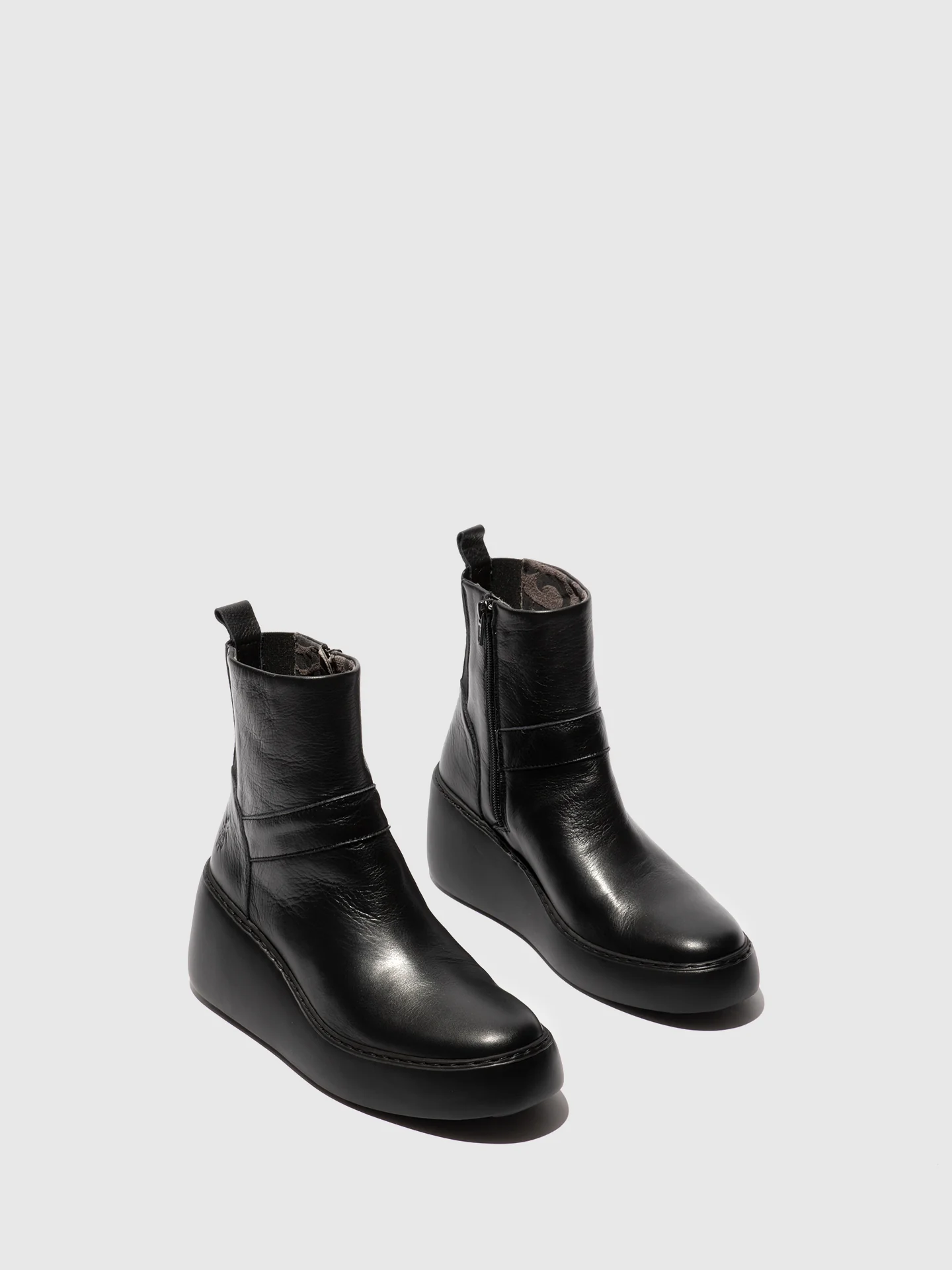 Zip Up Ankle Boots DOXE604FLY VELVET BLACK - Image 2