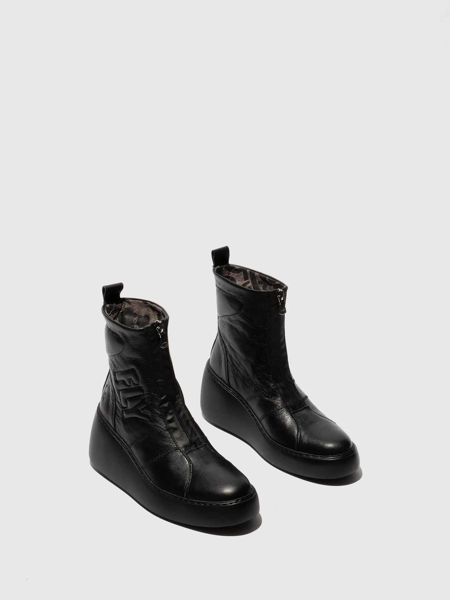 Zip Up Ankle Boots DRIM646FLY VELVET BLACK - Image 2