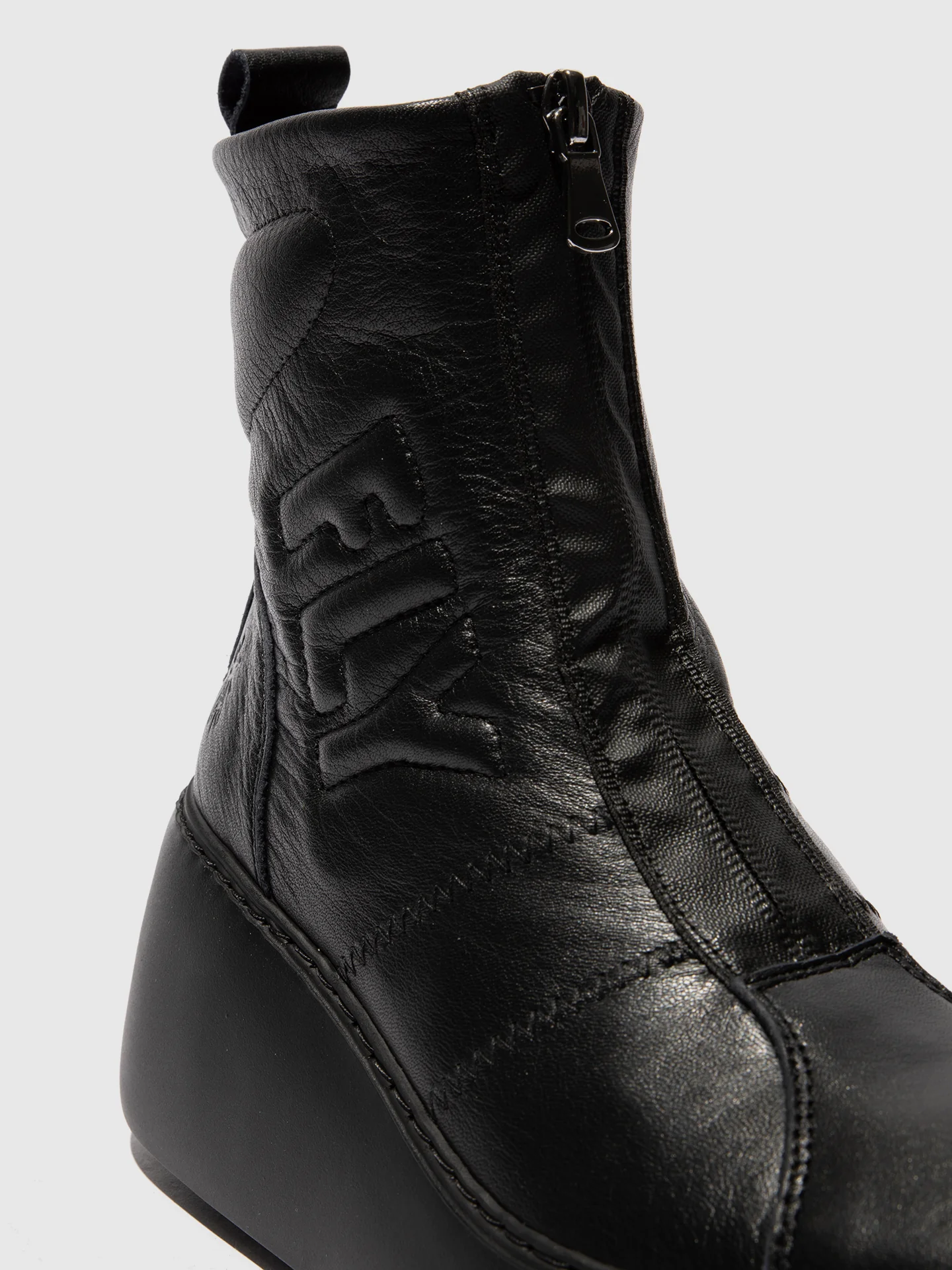 Zip Up Ankle Boots DRIM646FLY VELVET BLACK - Image 4