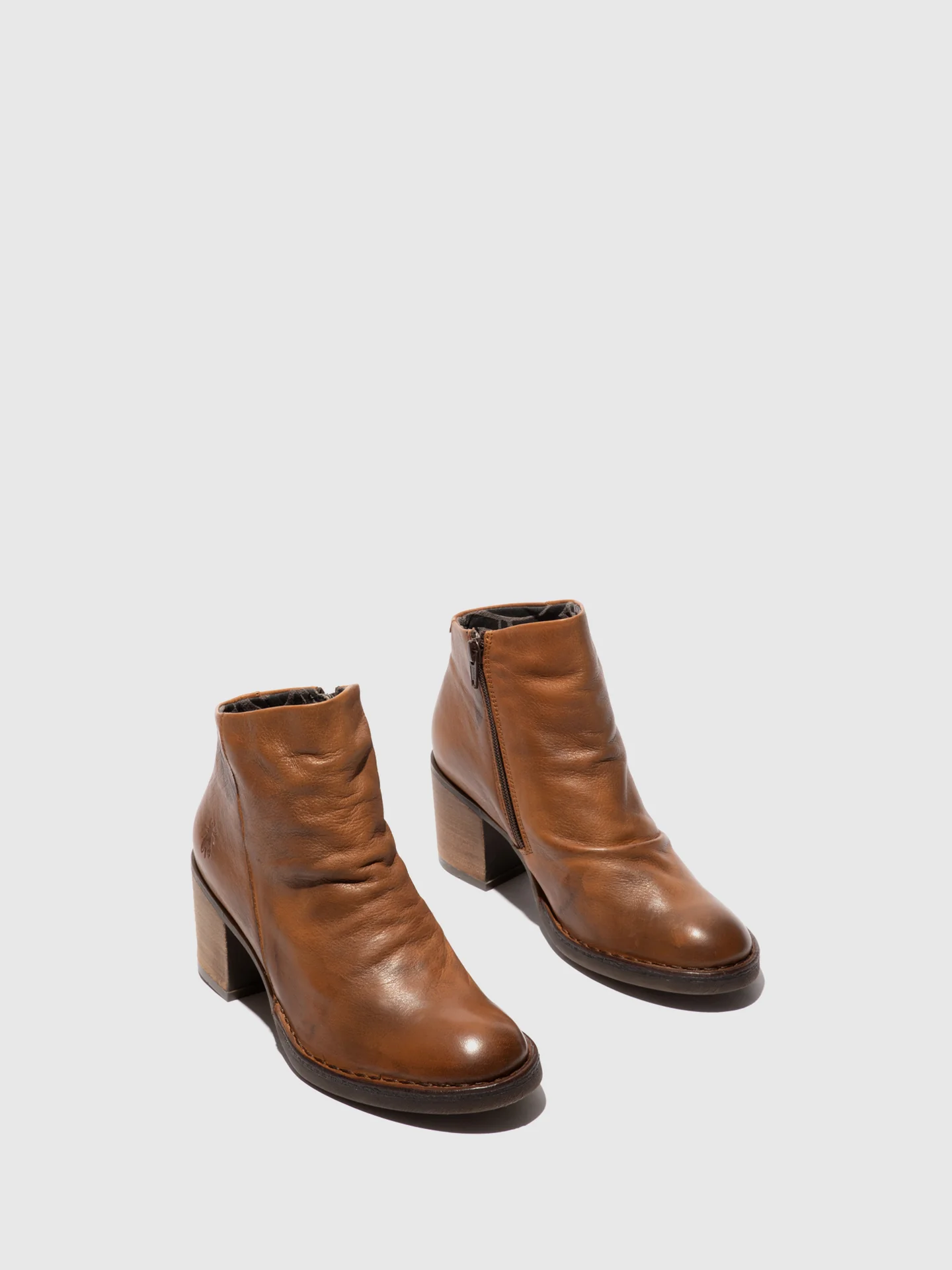 Zip Up Ankle Boots BELL061FLY VELVET COGNAC - Image 2