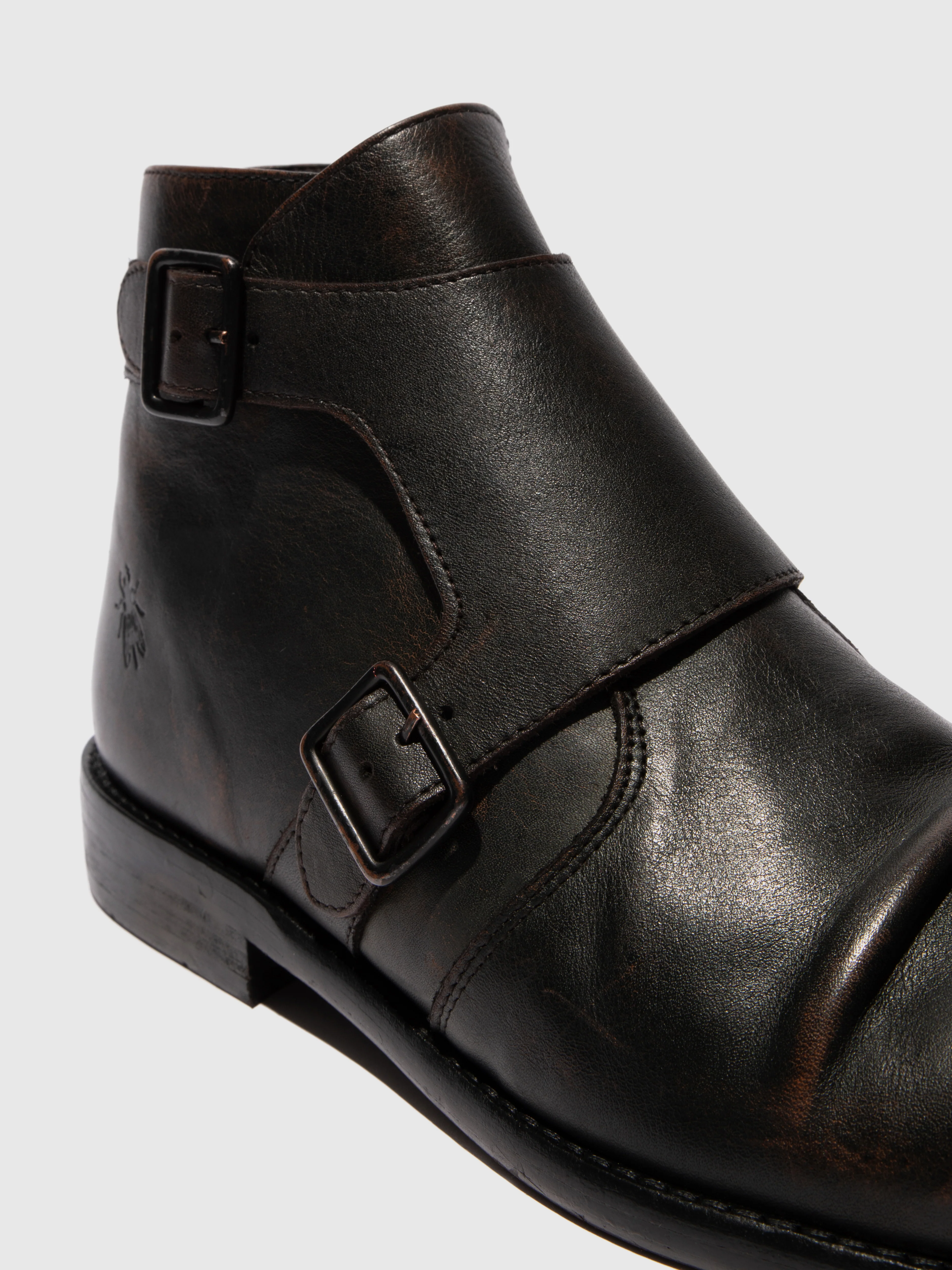 Buckle Ankle Boots WUOL142FLY WASHED BROWN - Image 4
