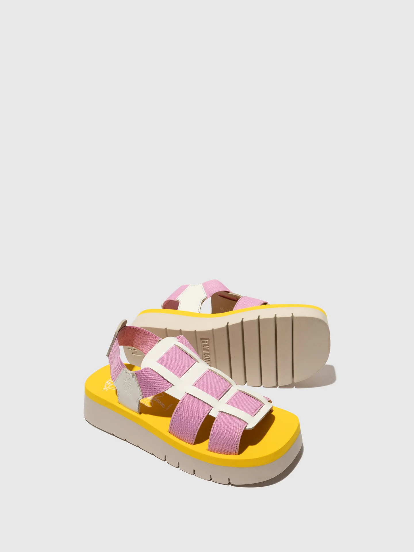 Sling-Back Sandals SAMB245FLY WHITE/BABY PINK/YELLOW - Image 4