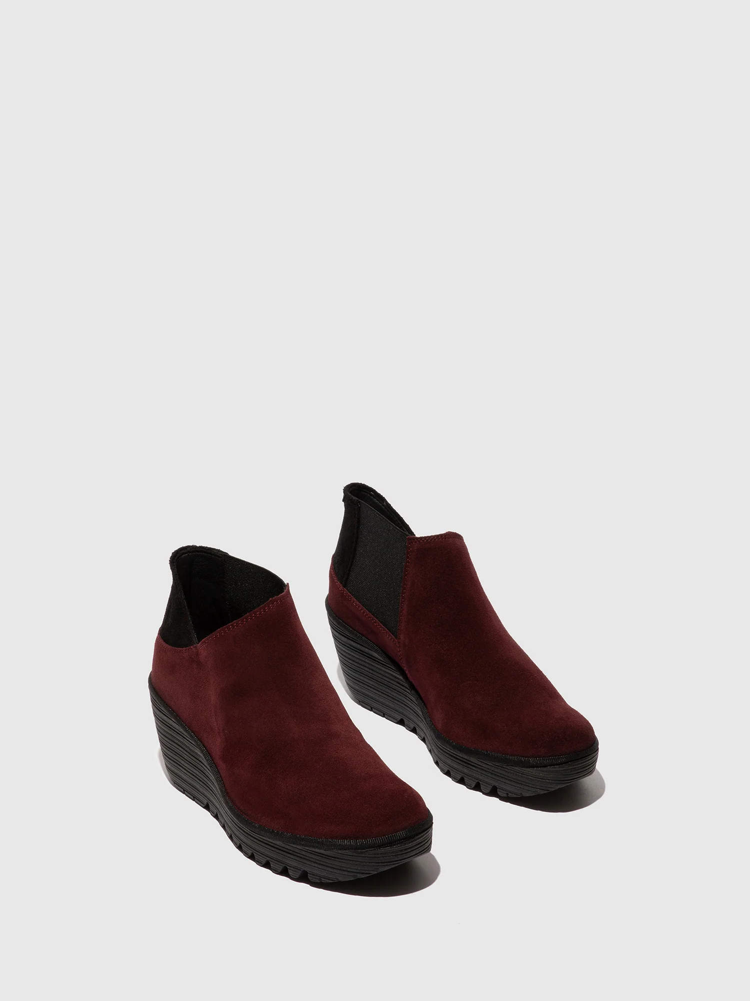 Zip Up Ankle Boots YEGO400FLY WINE/BLACK - Image 2