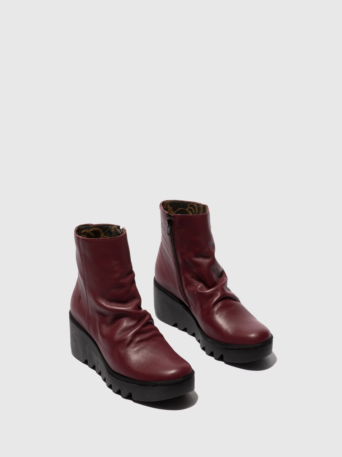 Zip Up Ankle Boots BAAN538FLY WINE - Image 2
